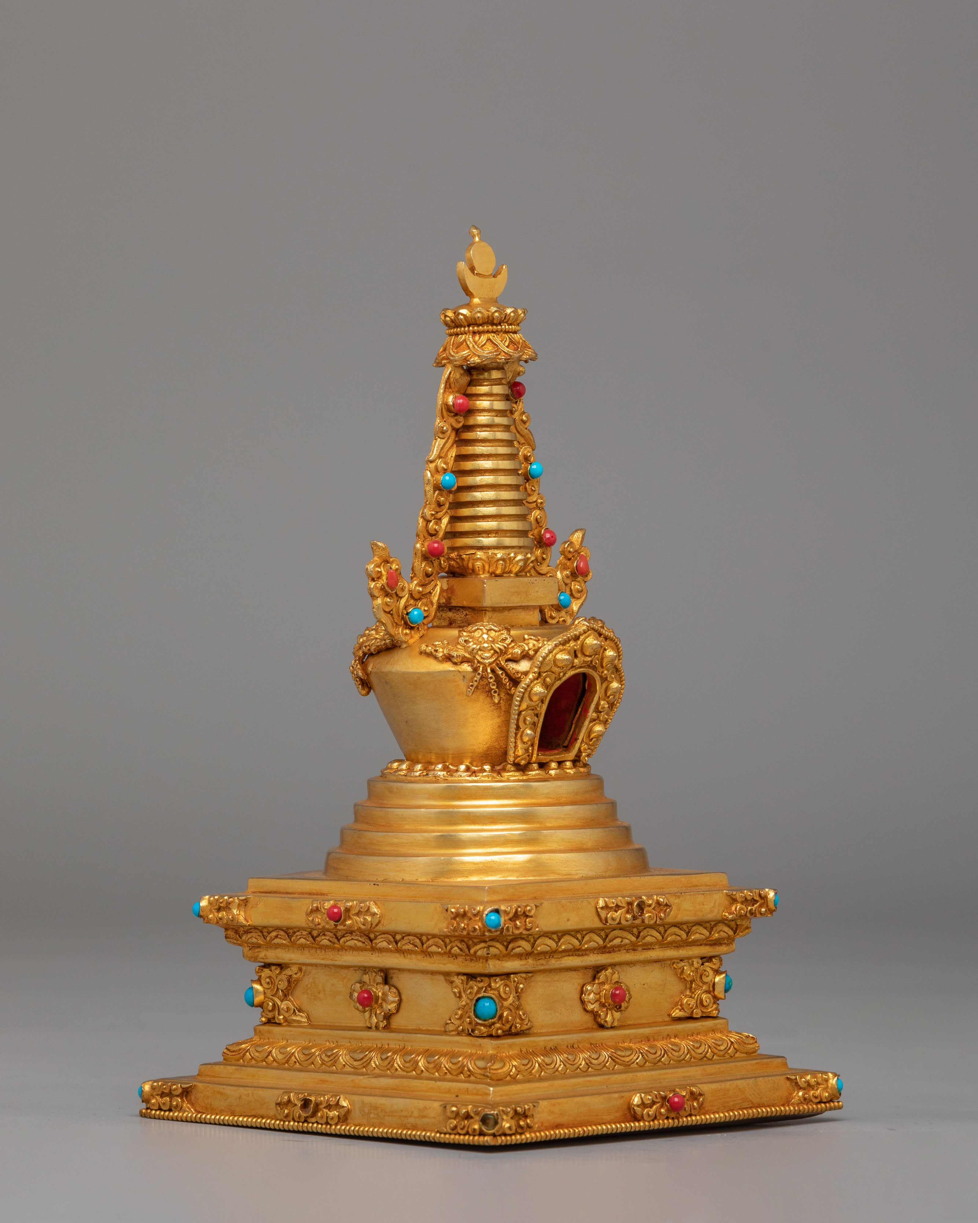 Tibetan Altar Lotus Blossom Stupa | Meditation Decor