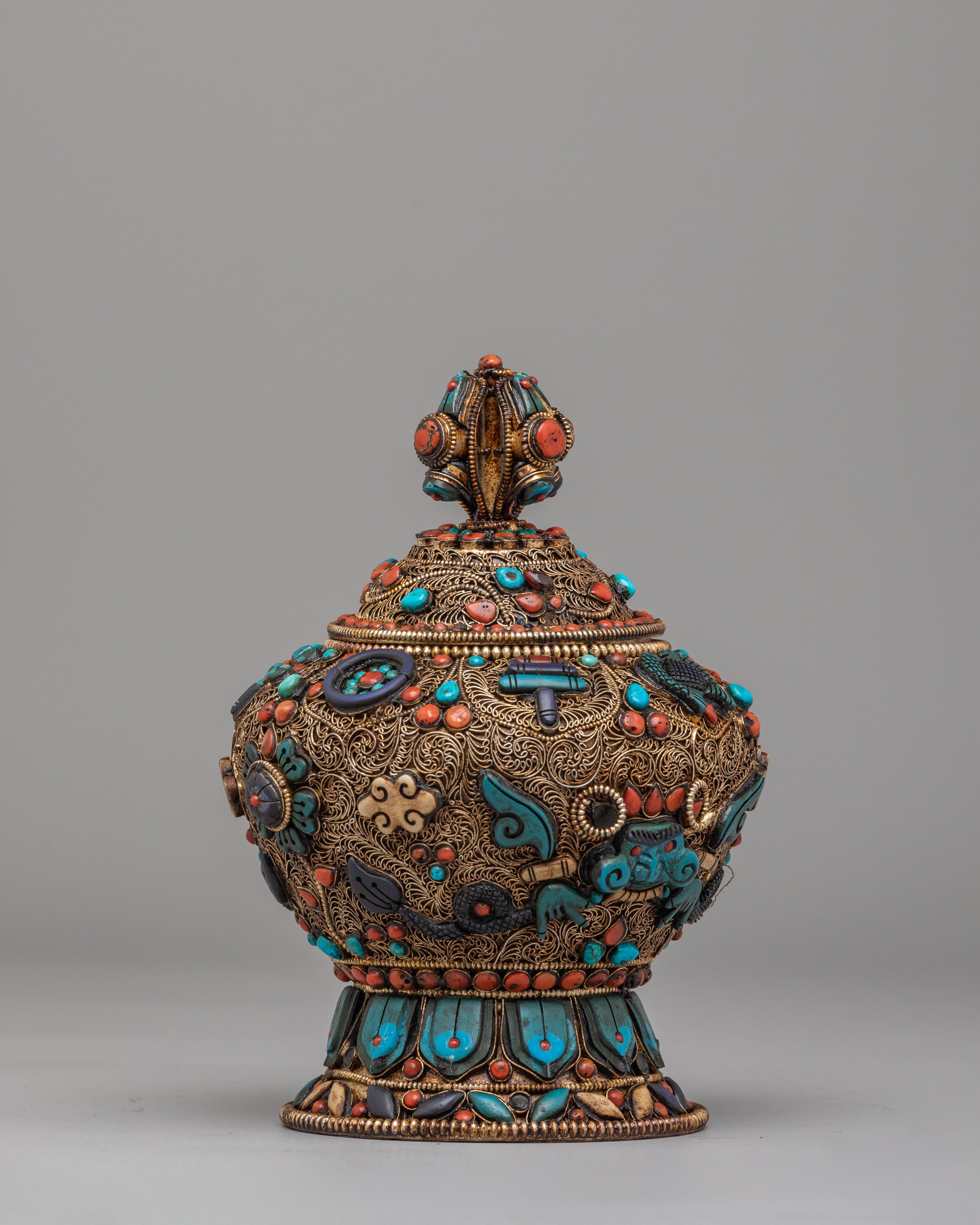 Buddhist Ceremonial Rice Pot Vessel | Spiritual Symbolism for Blessings