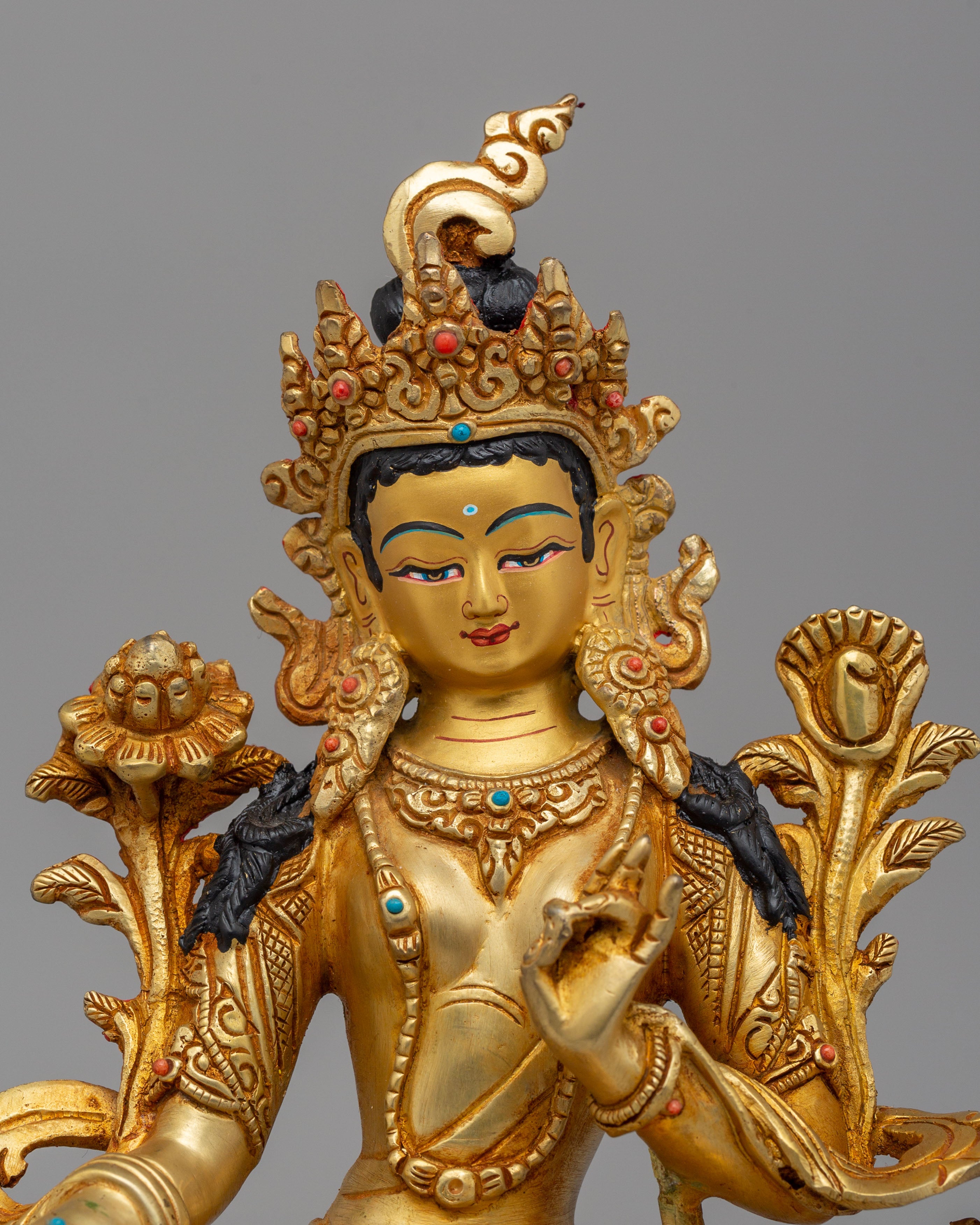 Himalayan Green Tara Statue for Altar | Symbol of Compassion & Protection