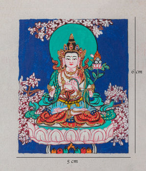 Jnanasattva Manjushri Handmade Thangka For Locket | Sacred Buddhist Artwork