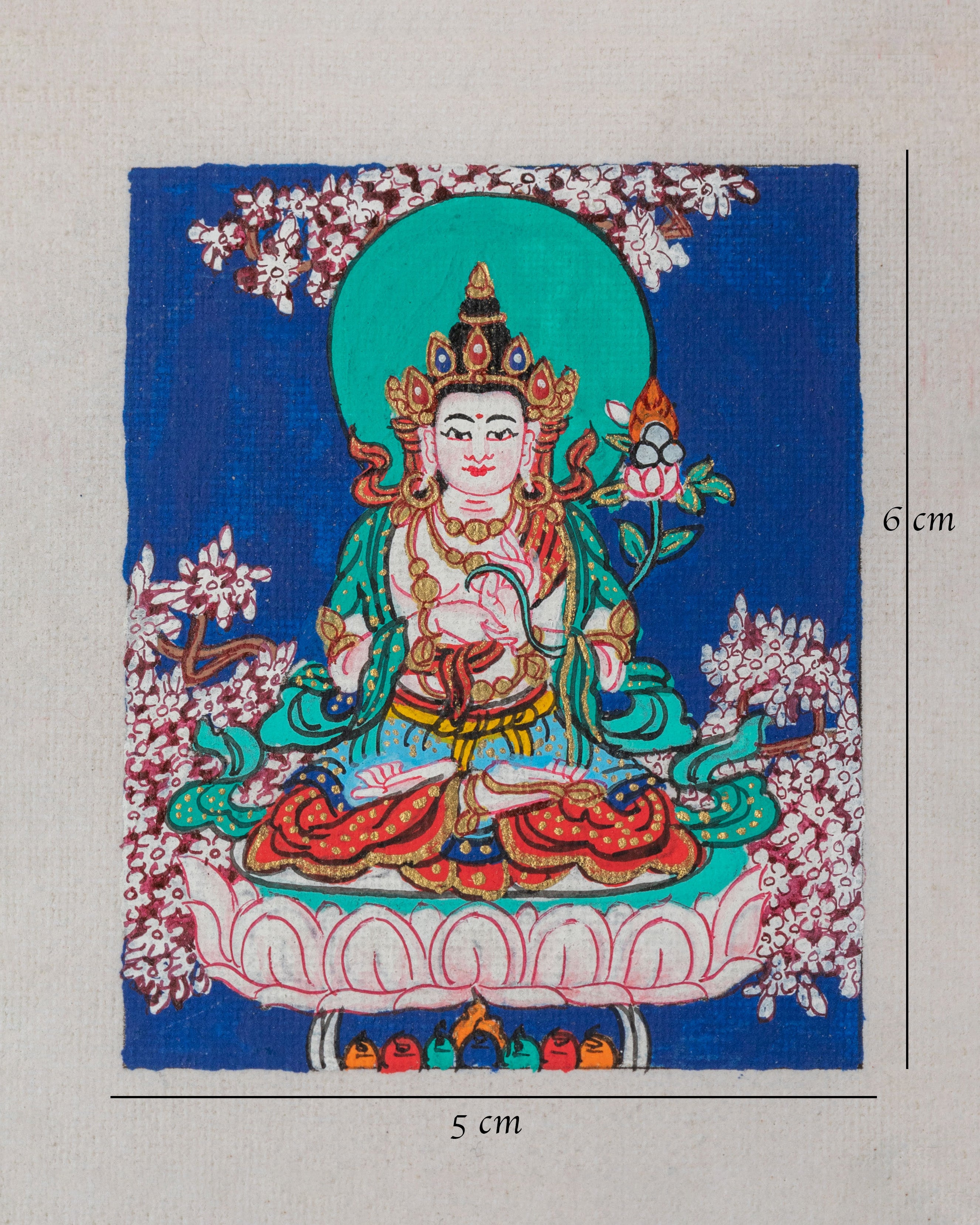 Jnanasattva Manjushri Handmade Thangka For Locket | Sacred Buddhist Artwork