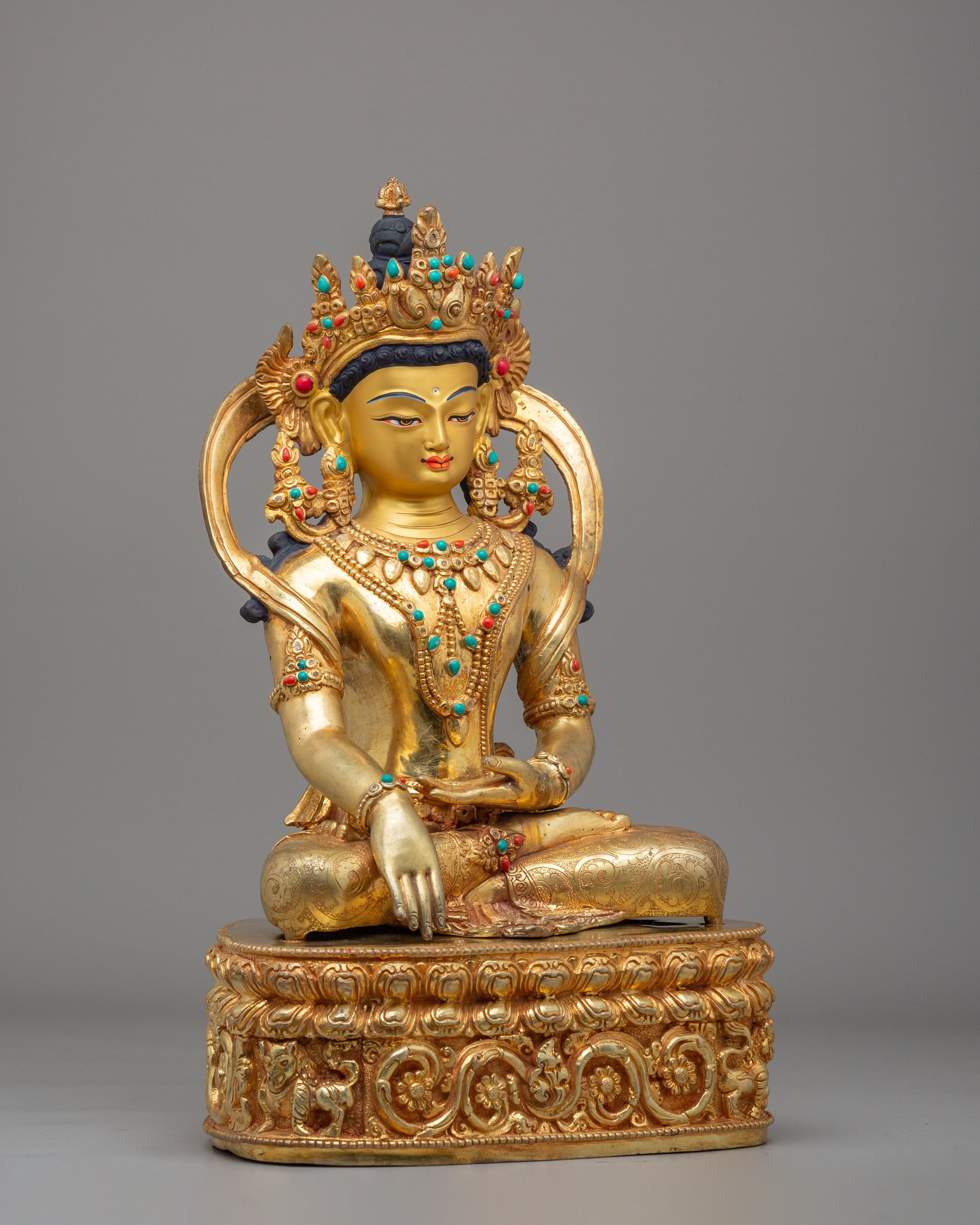 Crowned Shakyamuni Buddha Peaceful Statue | Serene Presence for Your Sacred Space