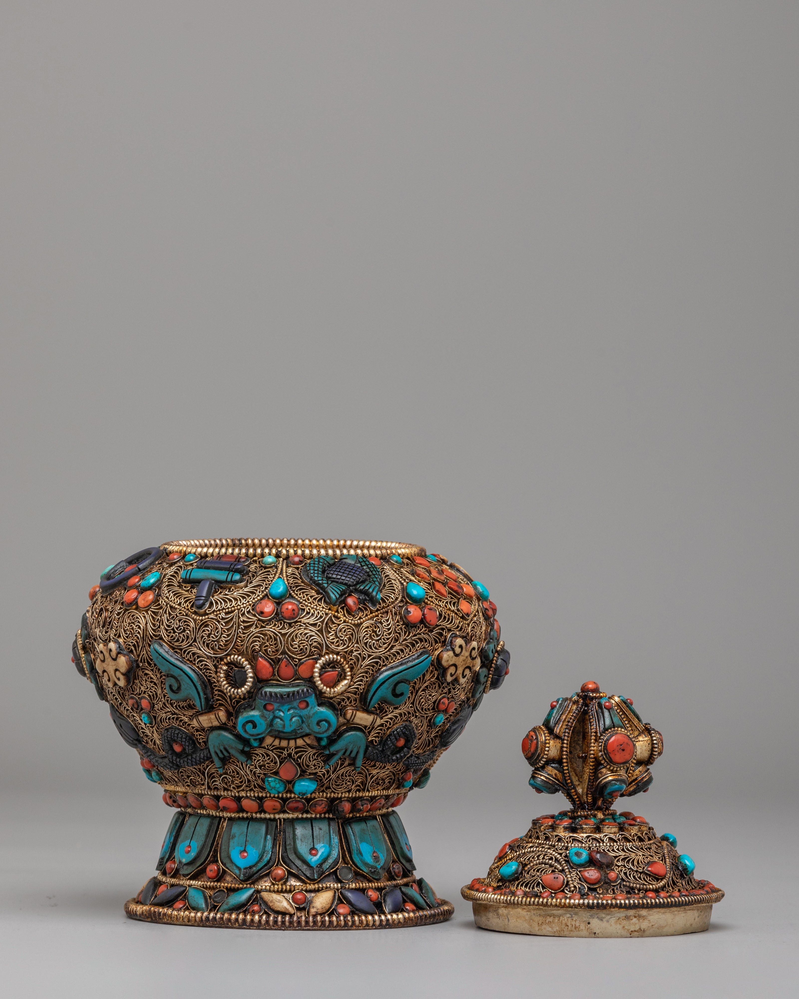 Buddhist Ceremonial Rice Pot Vessel | Spiritual Symbolism for Blessings