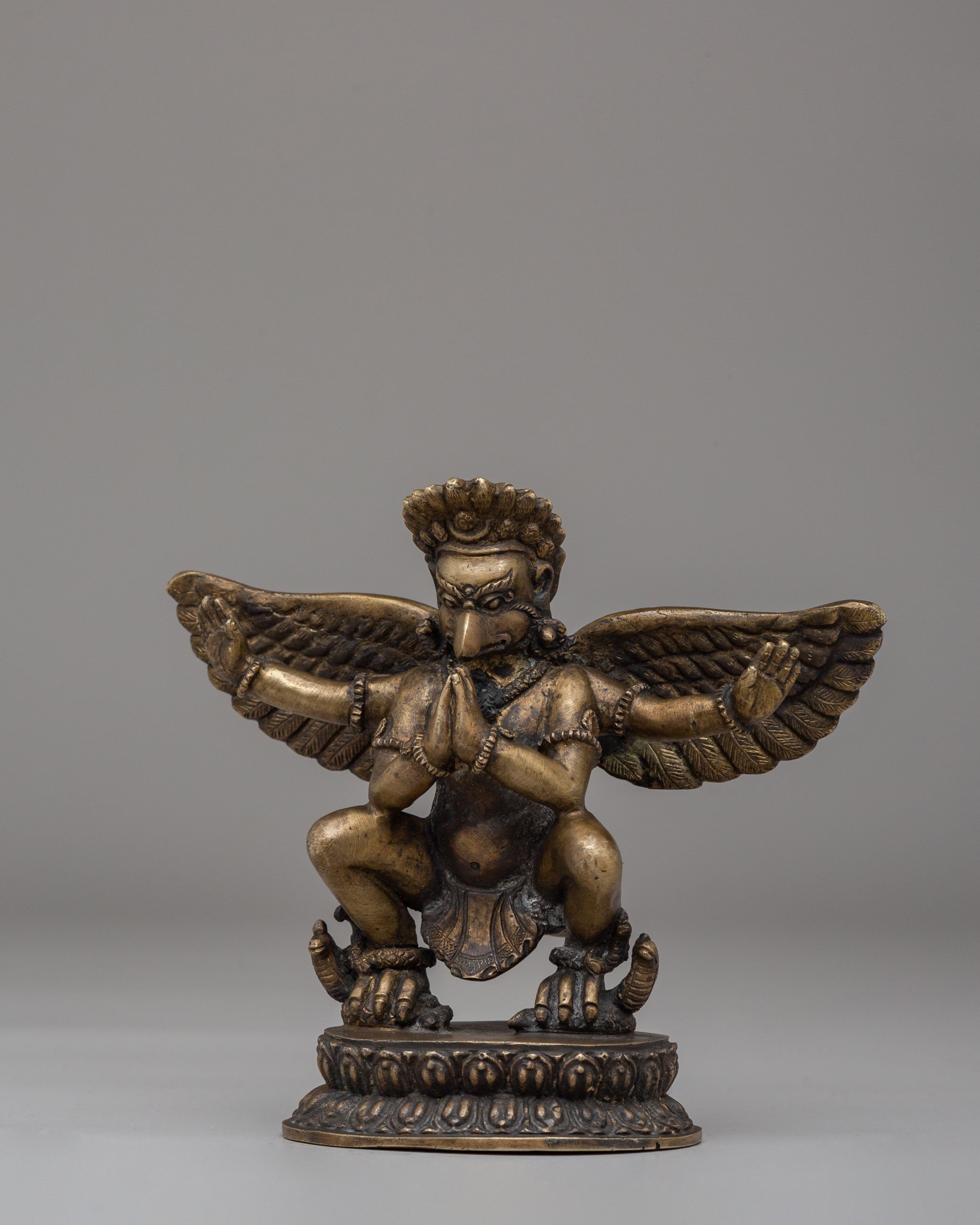 Protective Garuda Deity Statue | Handcrafted Bronze Sculpture for Spiritual Home Decor