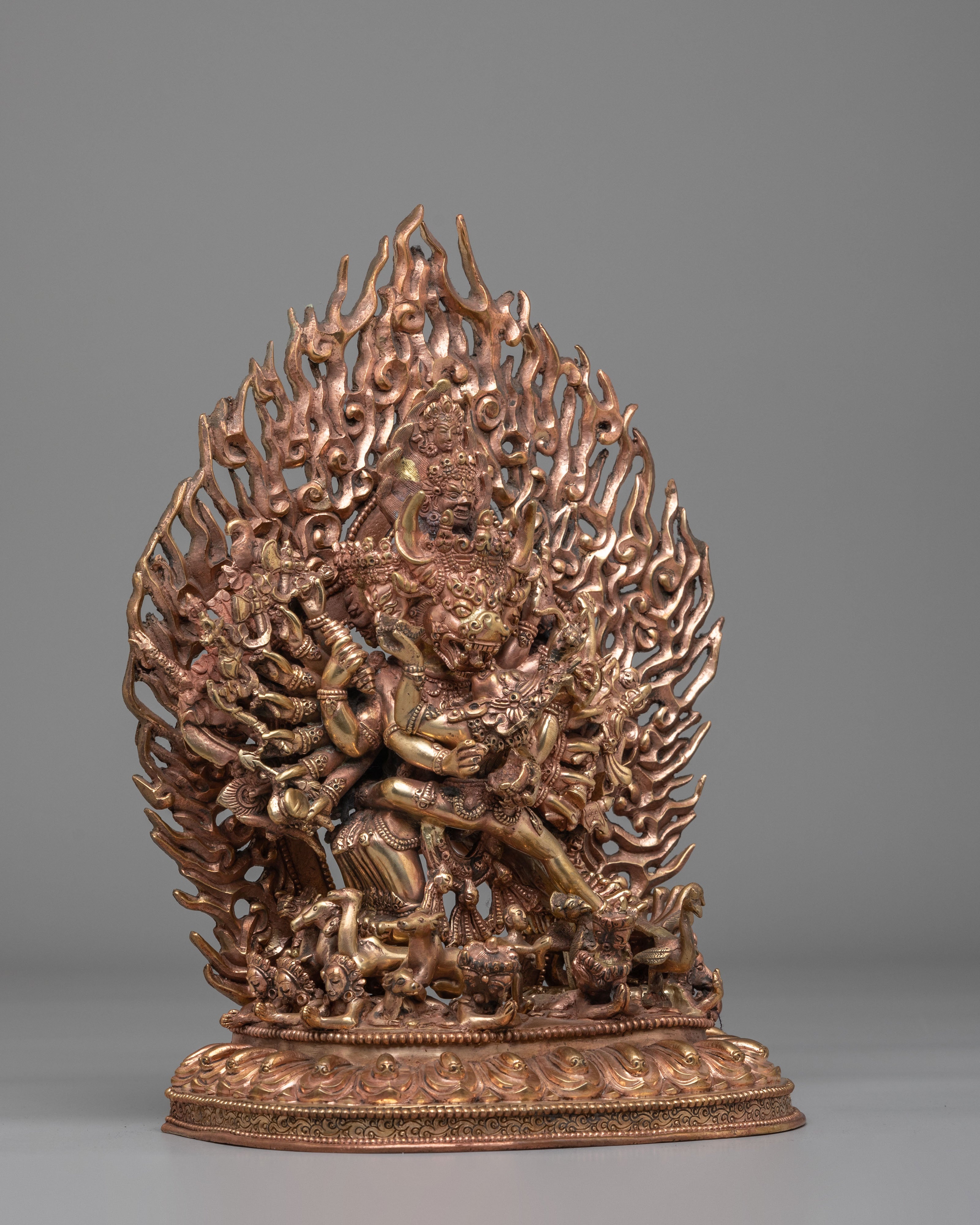 Handmade Yamantaka with Consort Statue | Wrathful Deity Sculpture for Meditation