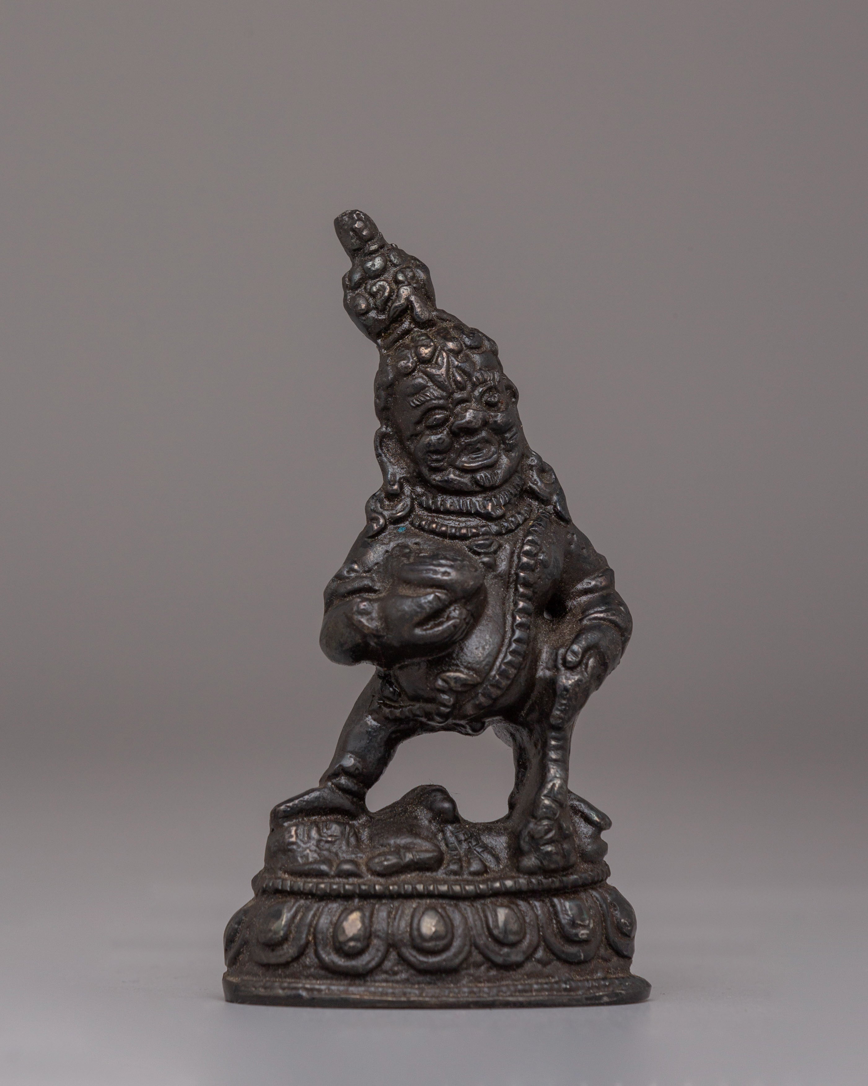 Traditional Black Dzambhala Deity Statue | Handcrafted Iron Sculpture