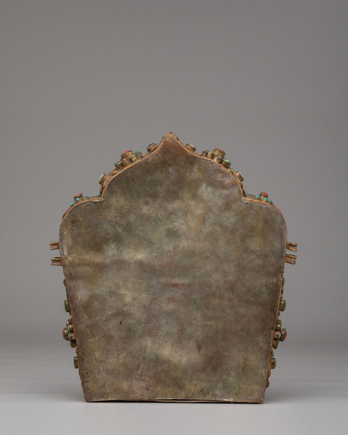 Handcrafted Ghau Box with Deity | Copper Ritual Box with Gemstones