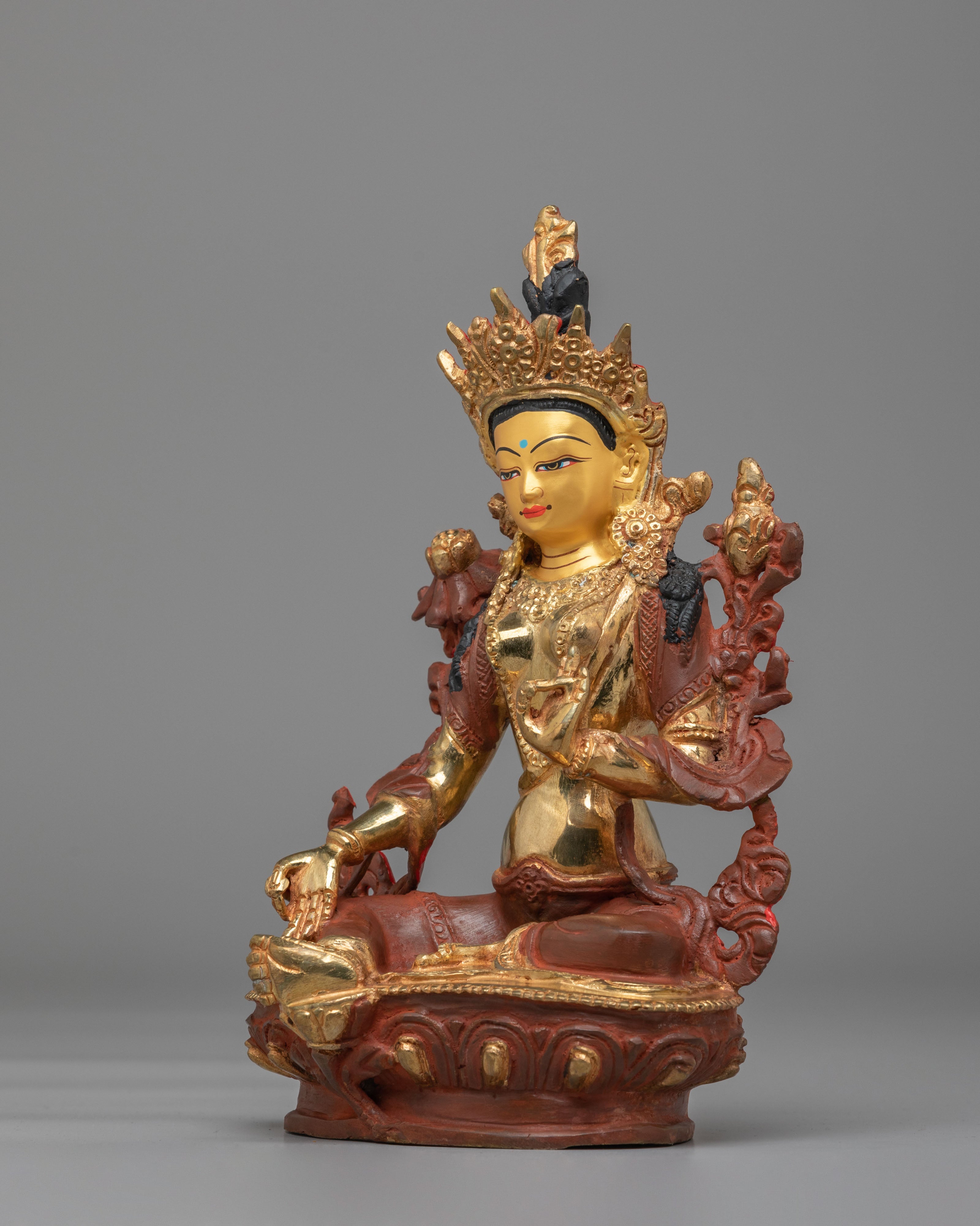 Enlightened Green Tara Goddess Statue | Buddhist Altar Decor