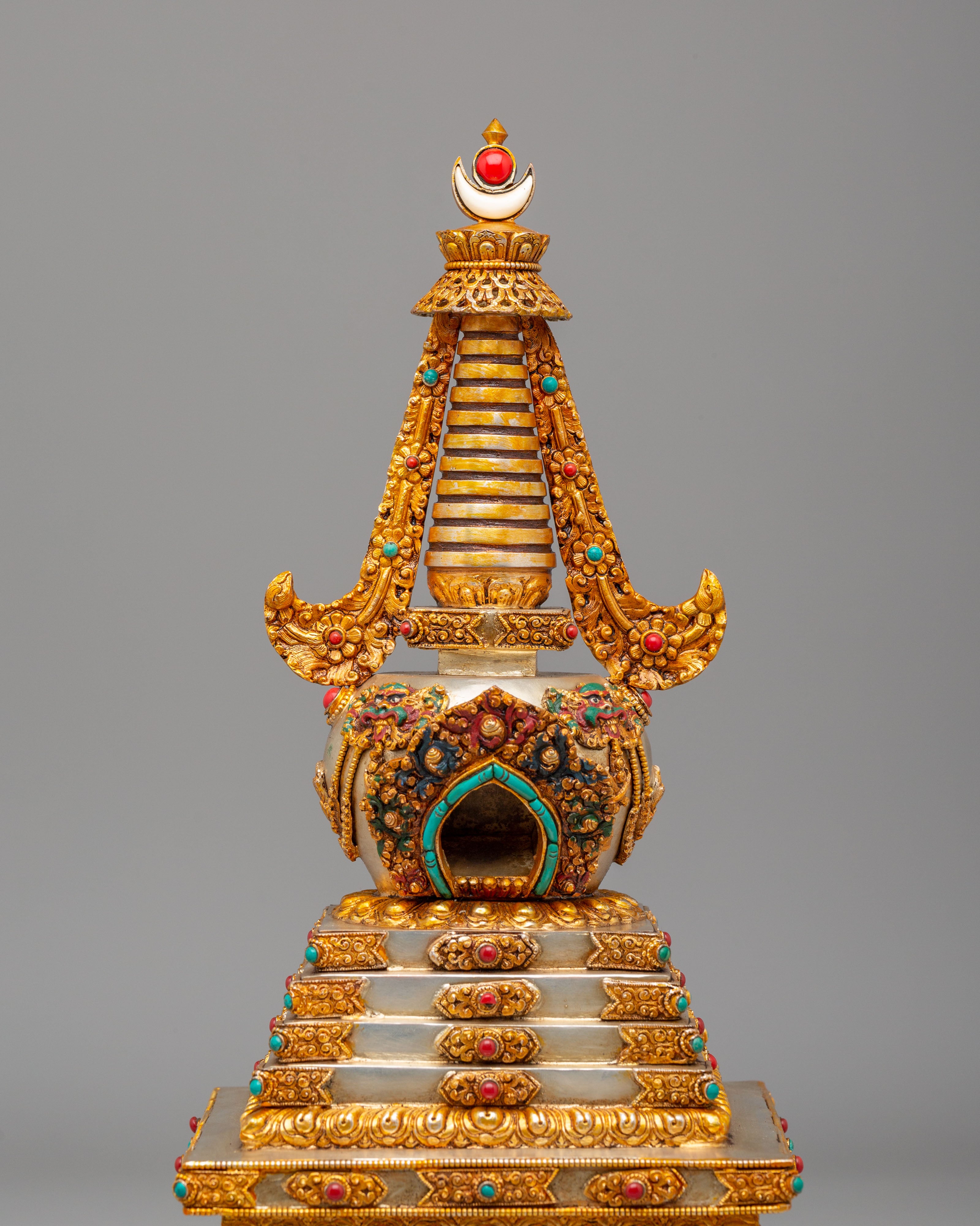 Traditional Enlightenment Chorten | Handcrafted Tibetan Stupa for Altar Decor