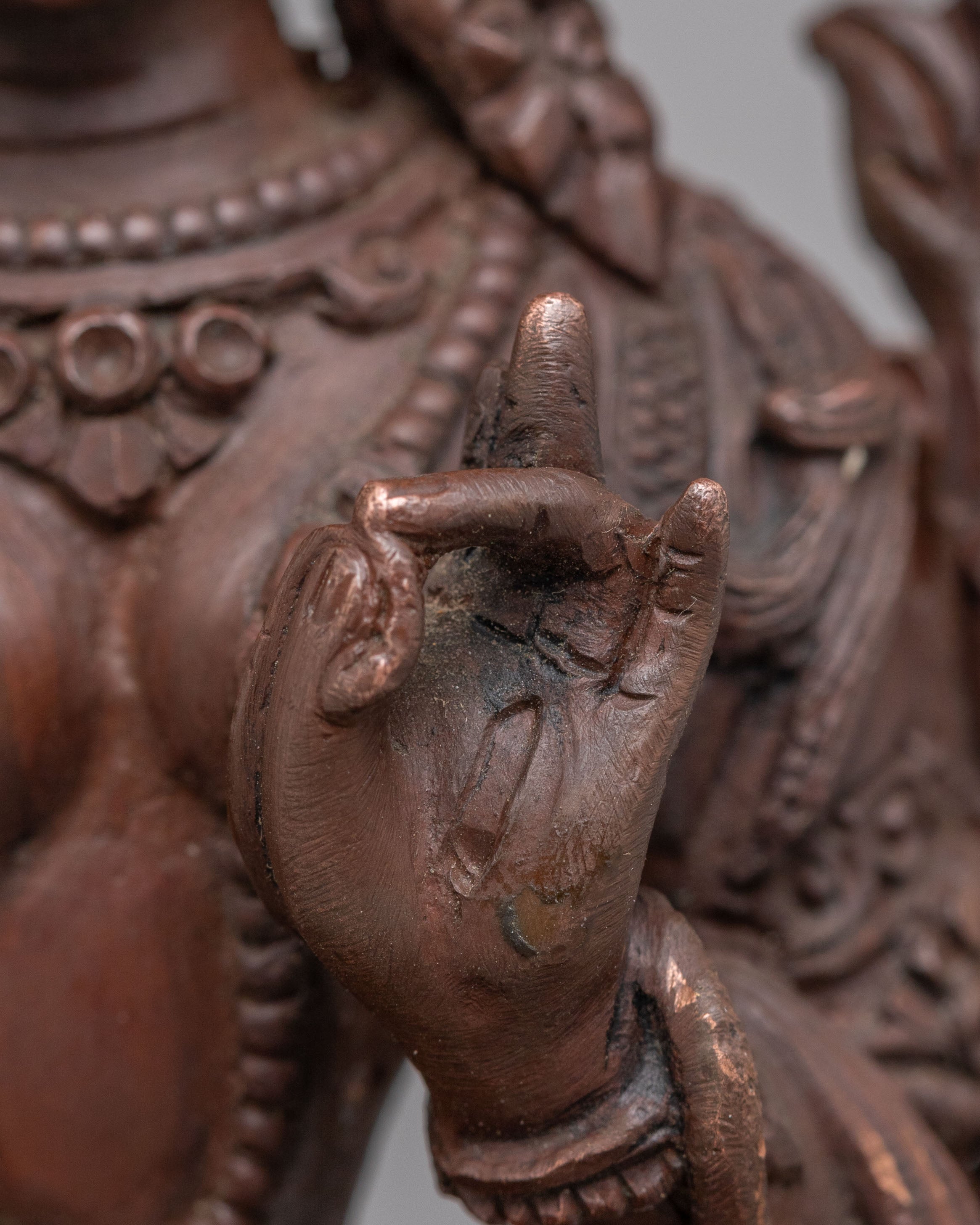 Himalayan White Tara Sculpture | Handcrafted Oxidized Copper Statue for Meditation