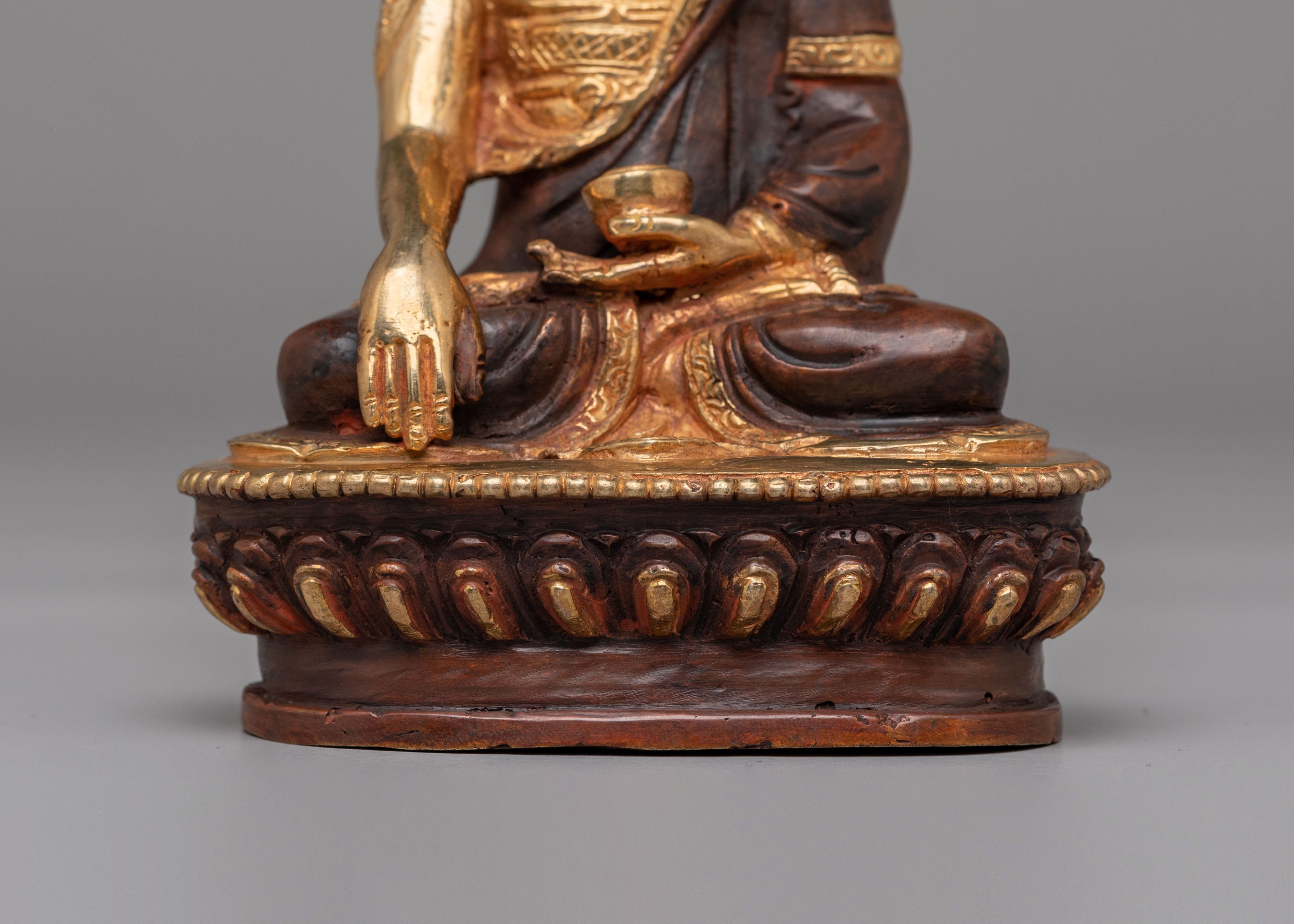 Sacred Tibetan Shakyamuni Buddha Statue | Gold Plated Copper Buddhist Figure