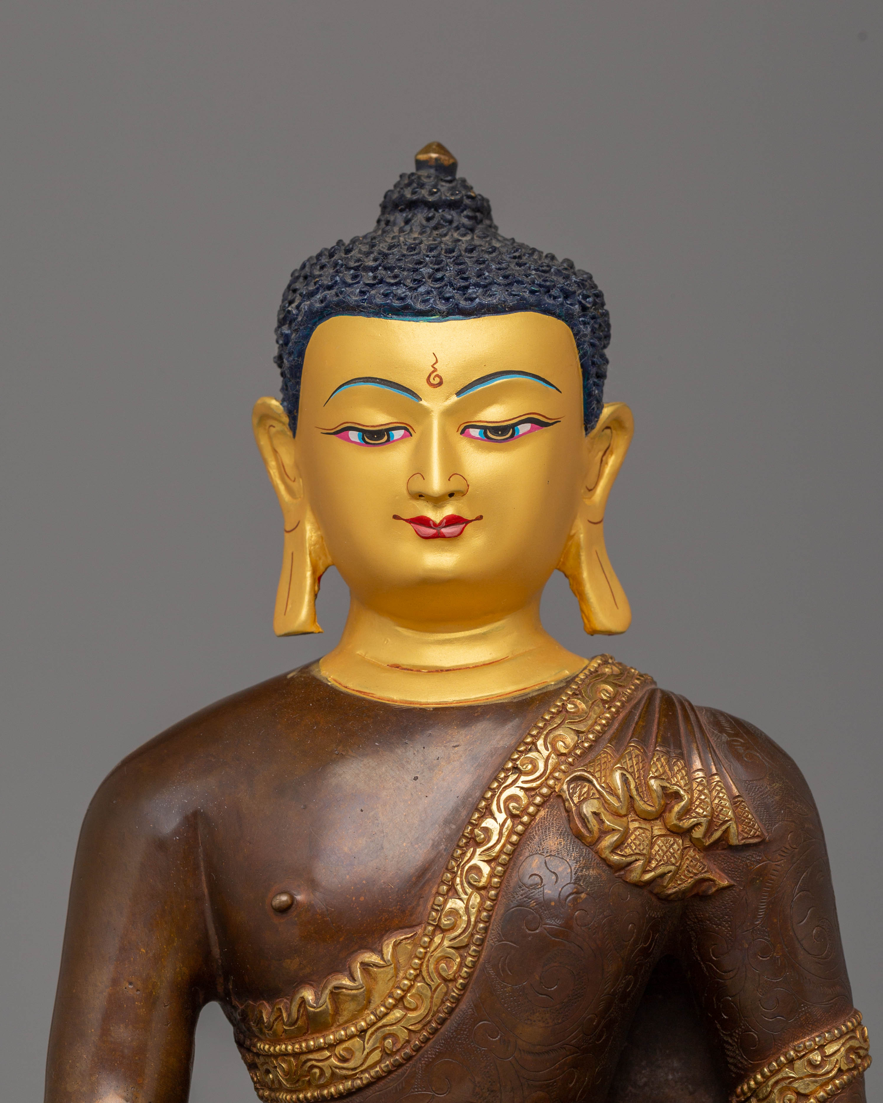 Buddha Shakyamuni Divine Statue | Sacred Copper & Gold-Plated Sculpture
