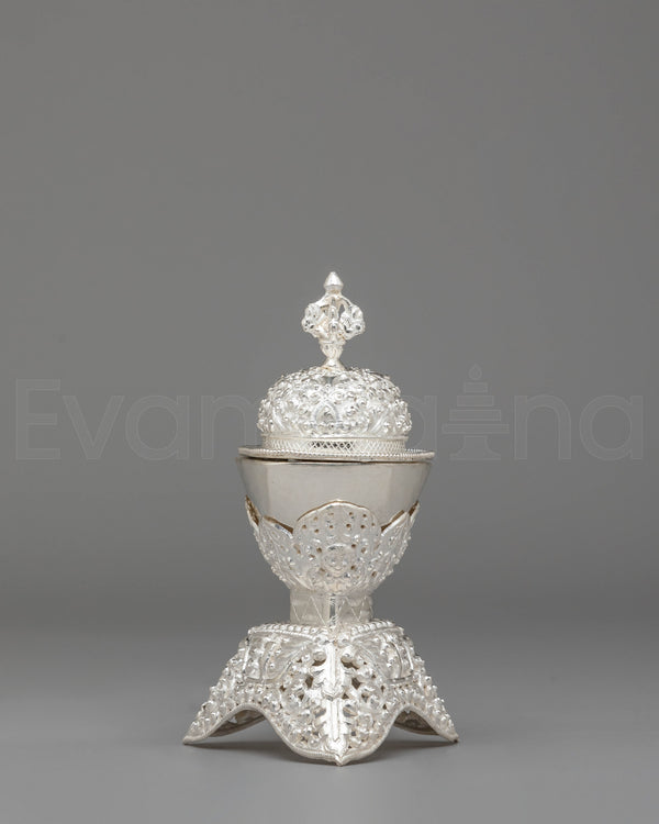 Silver Kapala for Buddhist Rituals | Sacred Offering Vessel