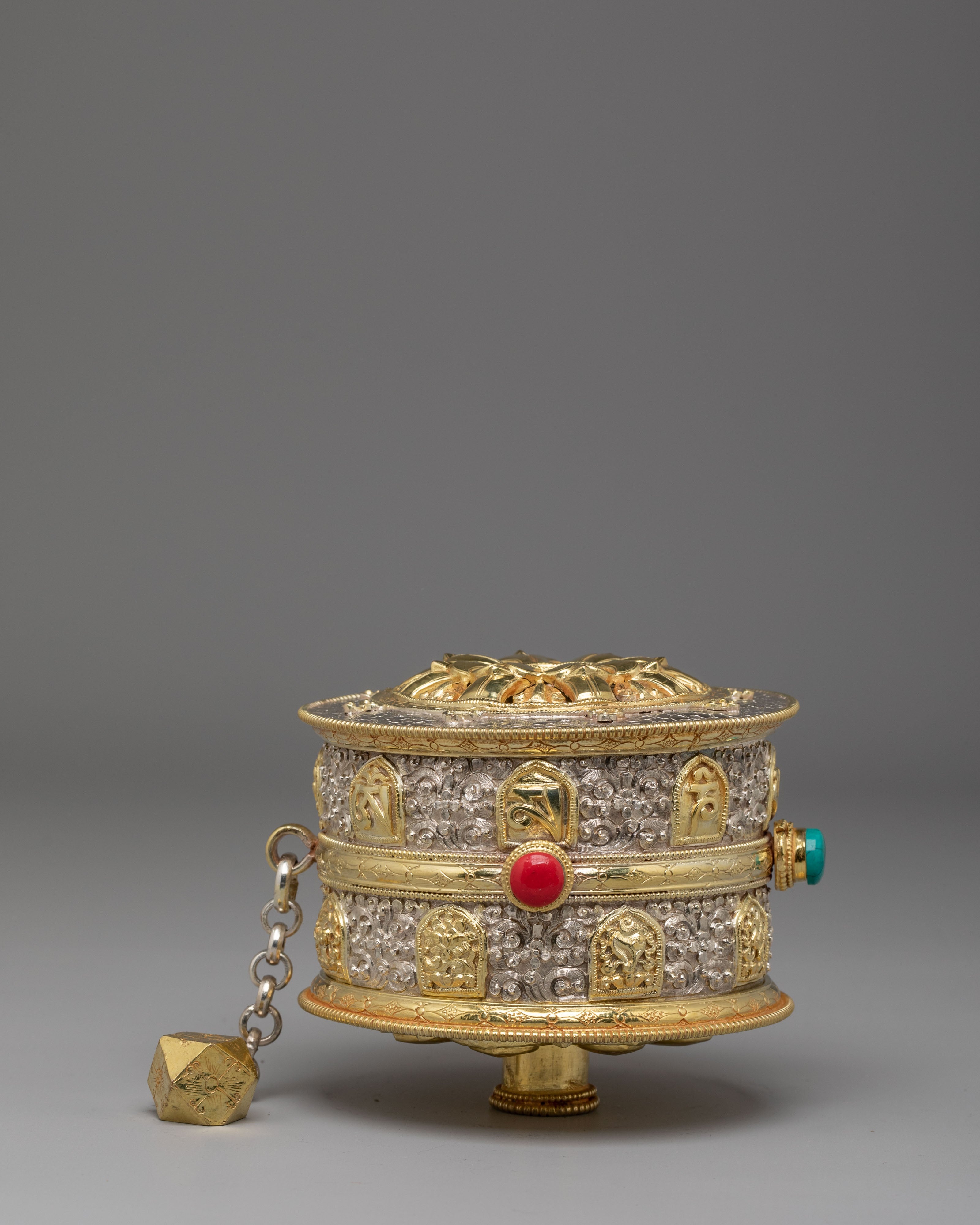 Mantra Carved Prayer Wheel | Tibetan Buddhist Ritual Artwork