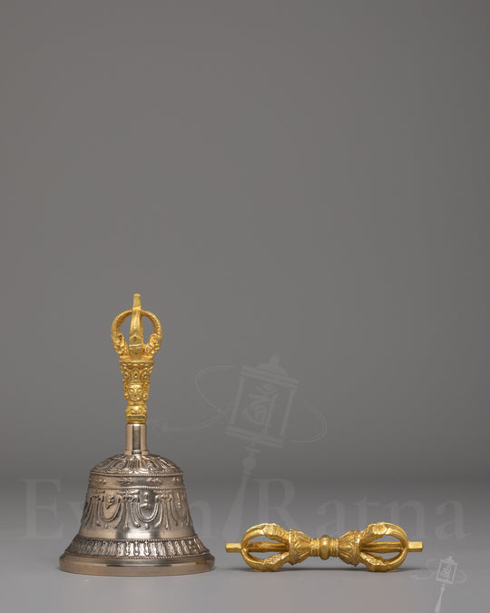 Traditional Tibetan Prayer Bell and Vajra Set | Buddhist Meditation Tools
