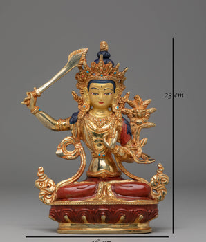 Handmade Bodhisattva Manjushri Sculpture | Wisdom Deity