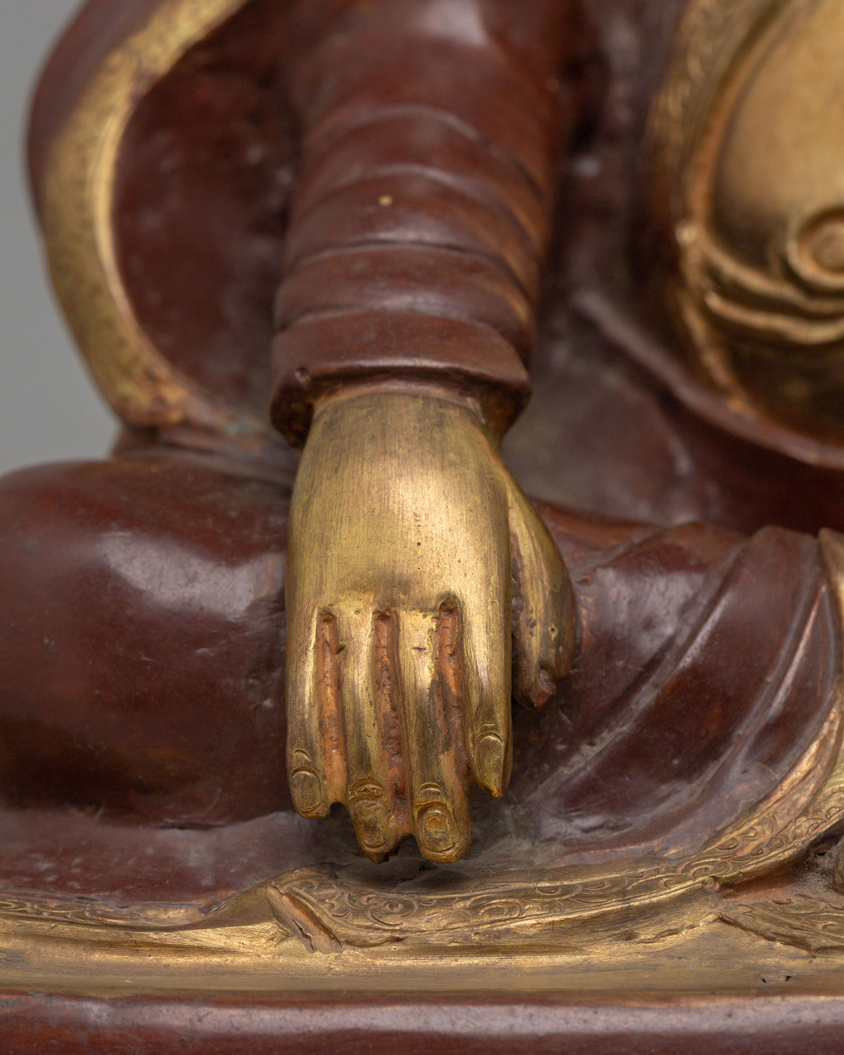 Buddhist Kagyu Master Marpha Sculpture | 24K Gold Plated Copper Deity
