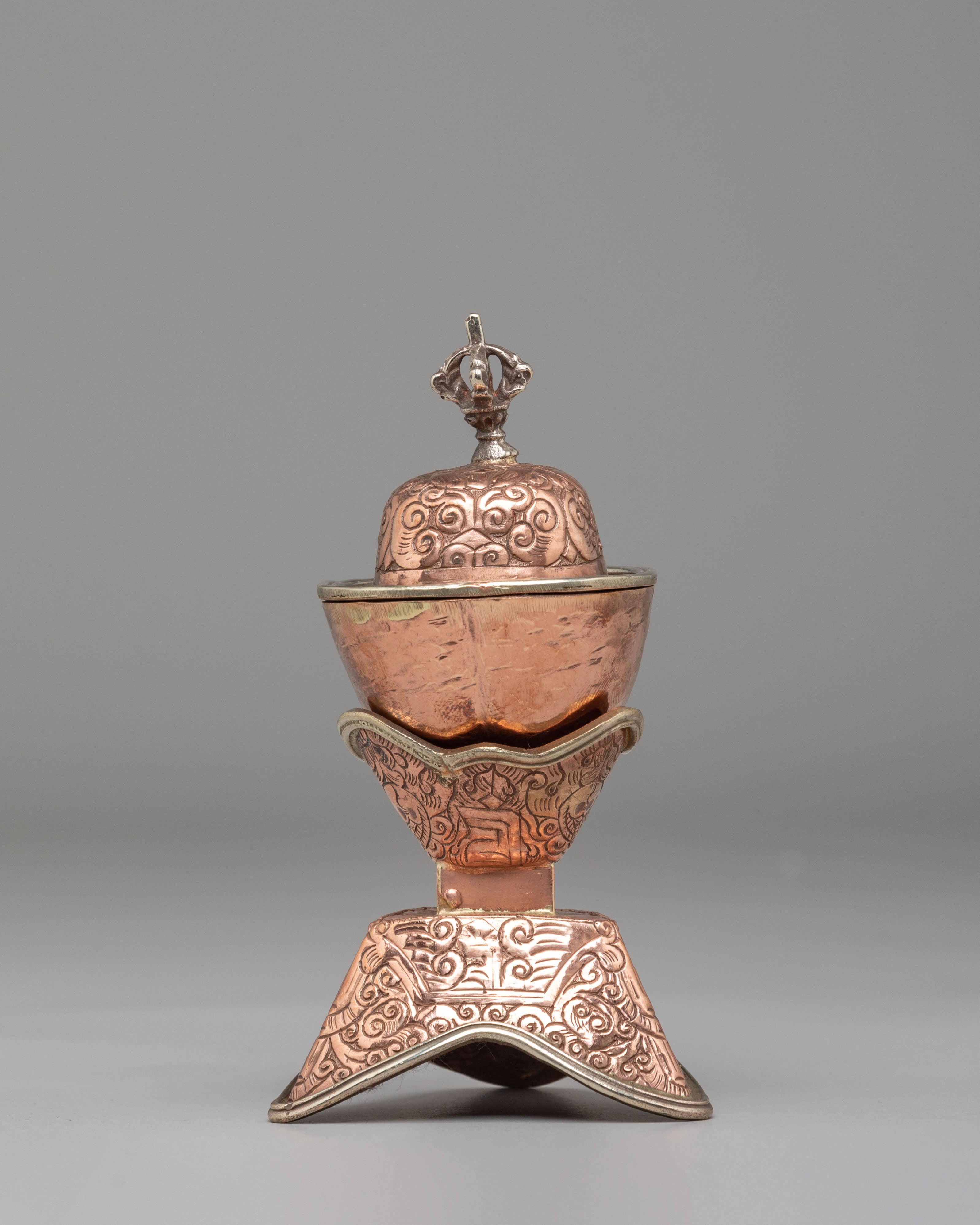 Handcrafted Kapala Ritual Tool | Tibetan Copper Skull Bowl