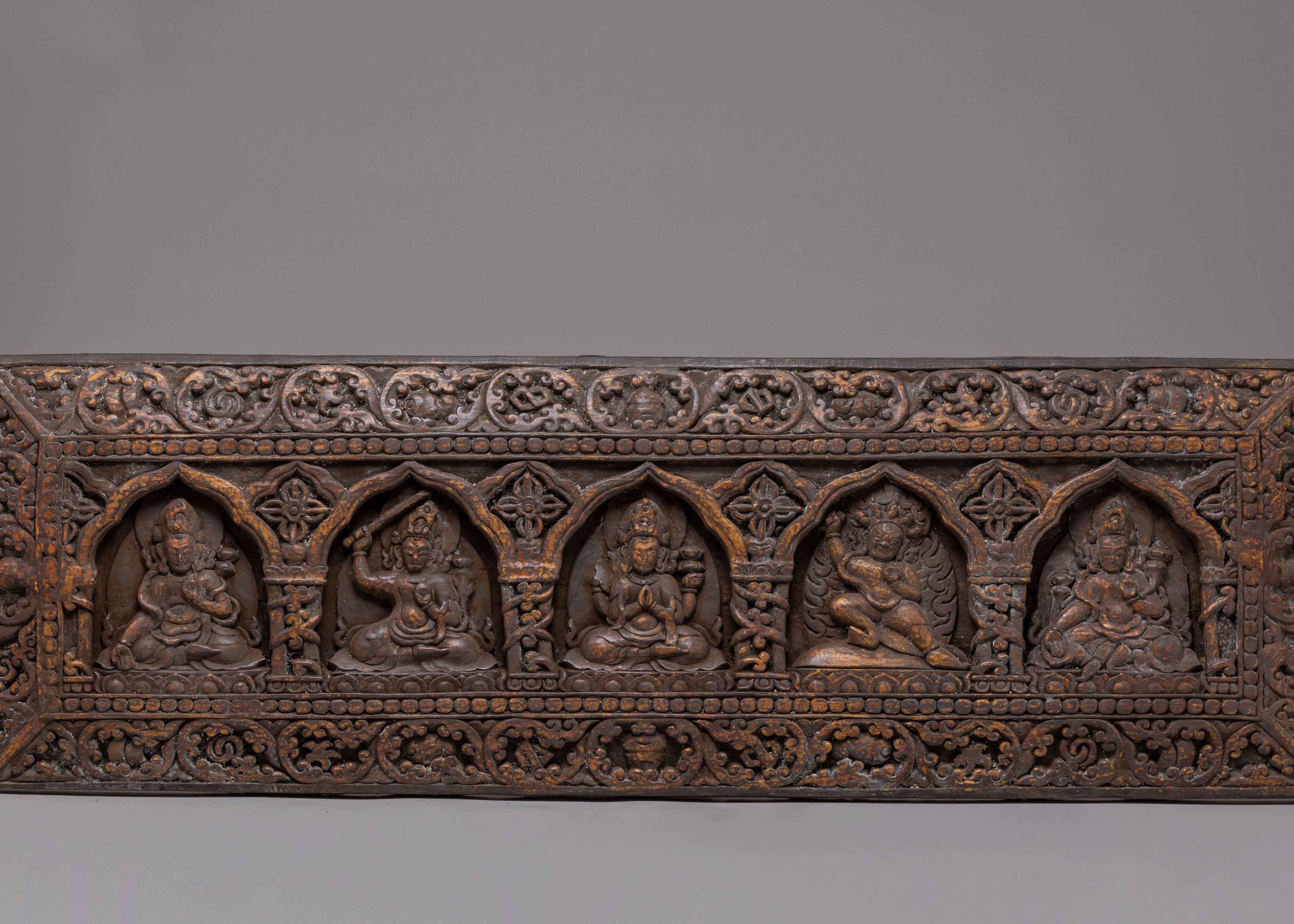 Buddhist Deities Wall Hanging | Handcrafted Carved Wooden Panel