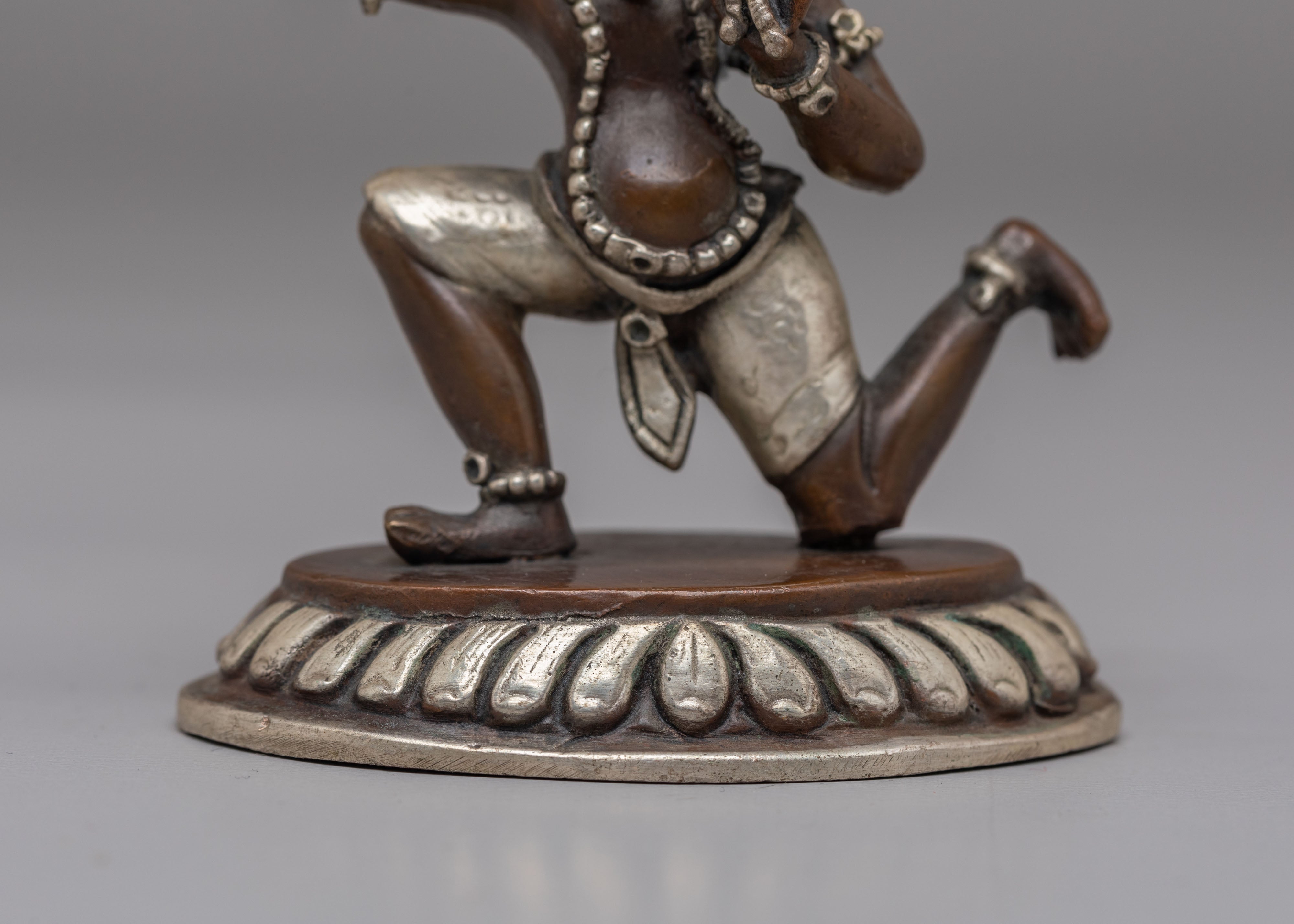 Spiritual Achala Sculpture | Silver Plated Copper Wrathful Deity