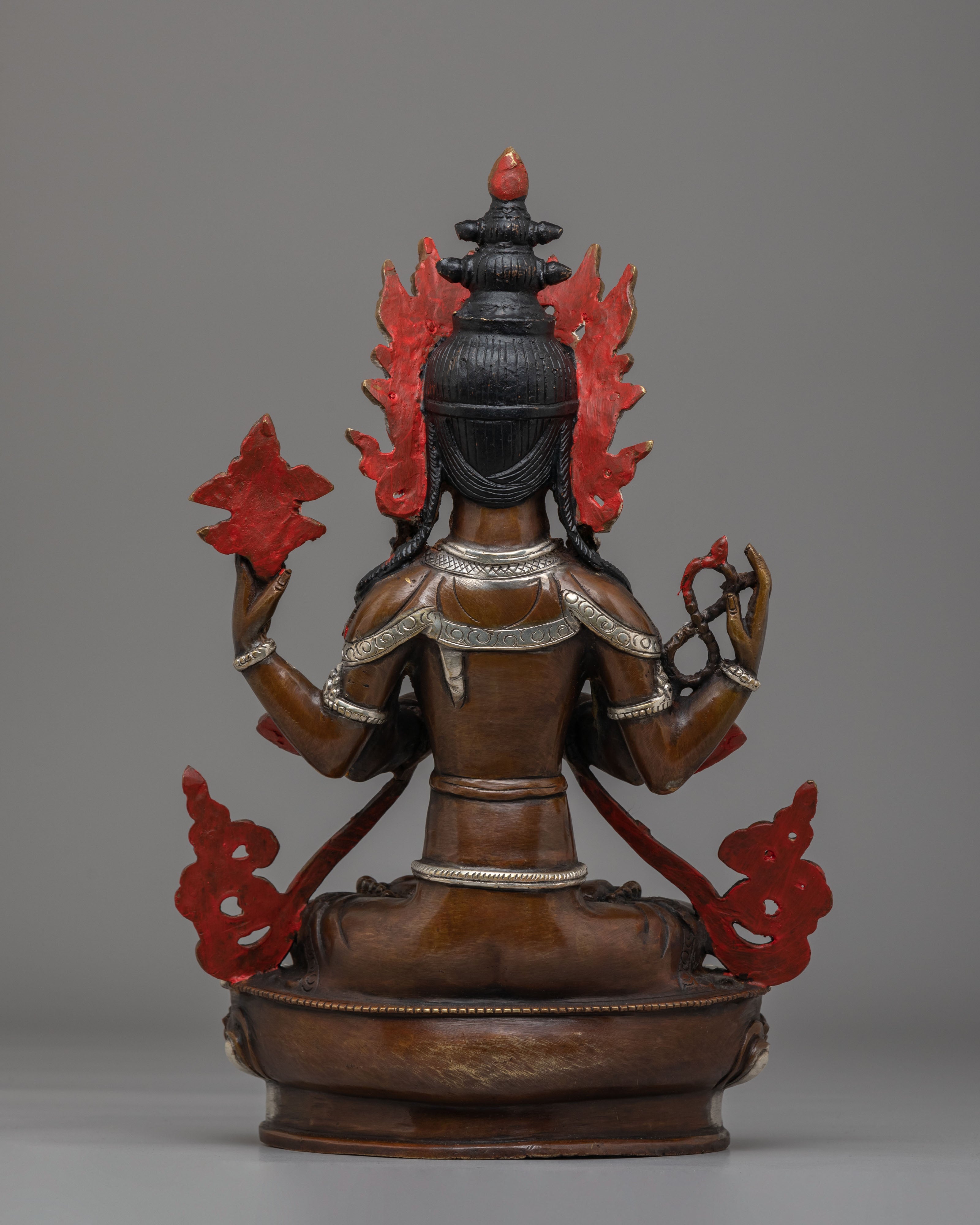 Tibetan Altar Avalokiteshvara Statue | Gold Plated Chenrezig Buddhist Sculpture