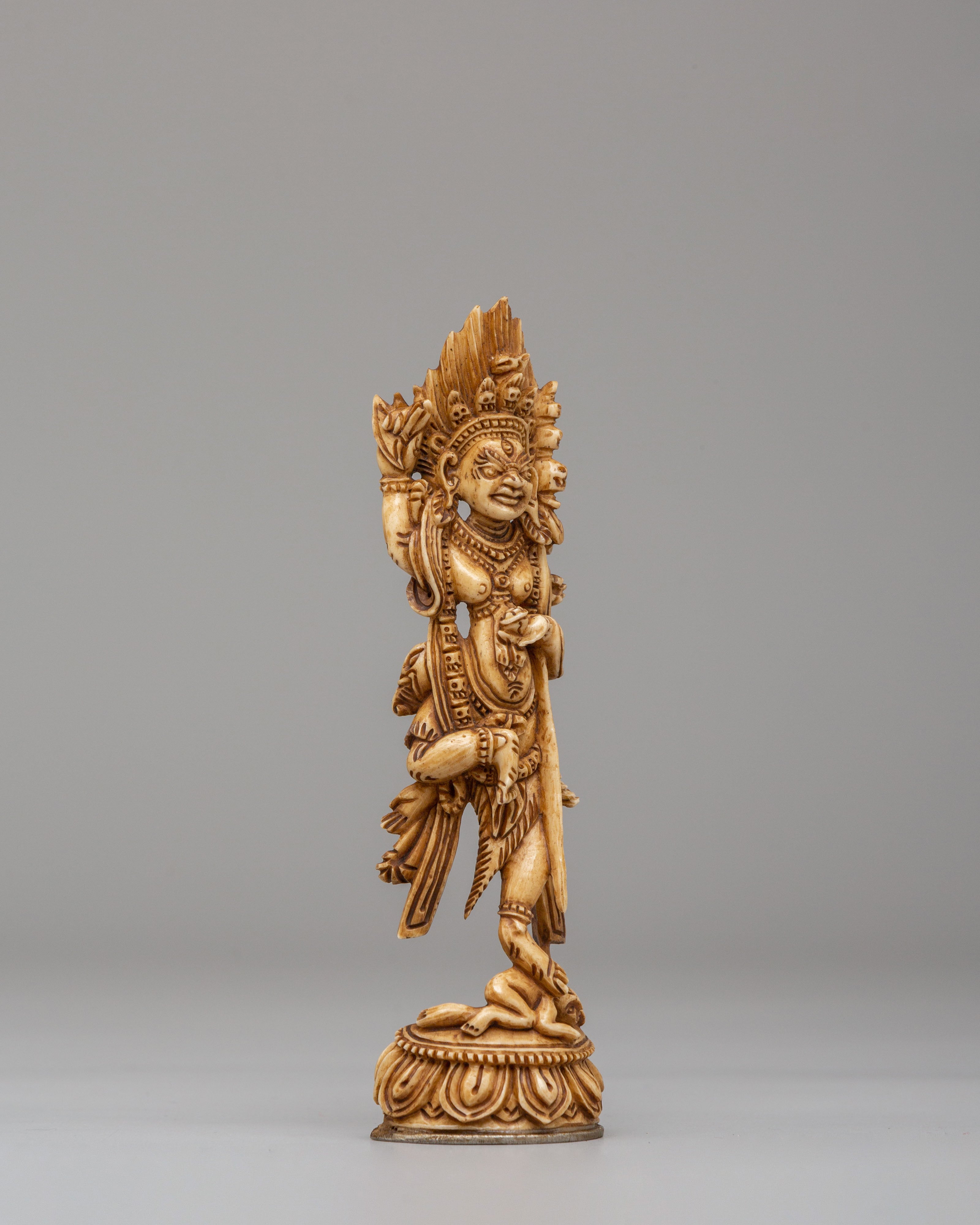 Dorje Phagmo Bone Sculpture | Yak Bone Vajrayana Deity Decor