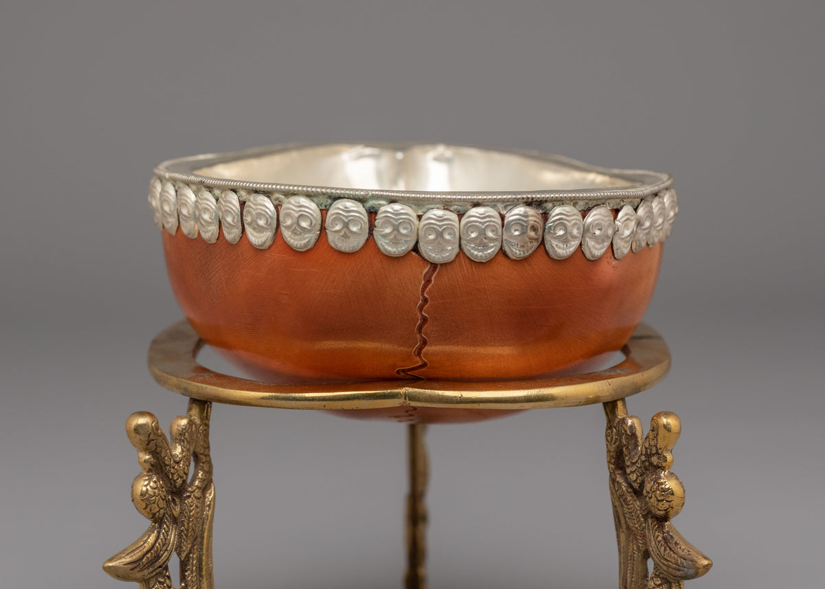 Handmade Kapala Ritual Cup with Stand | Tibetan Buddhist Ritual Bowl