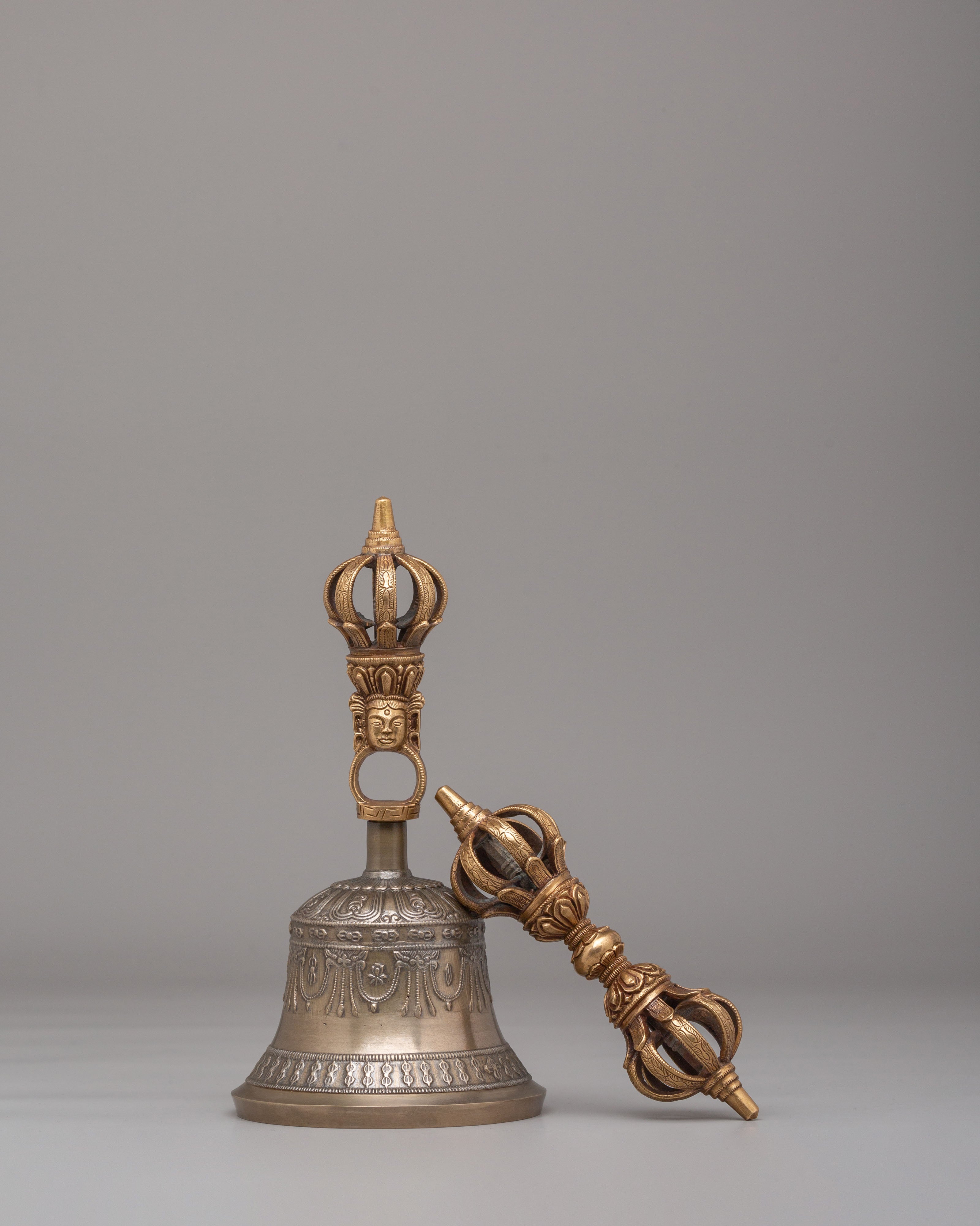 Tibetan Dorje and Bell Ritual Set | Buddhist Altar Tools for Prayer and Spiritual Practice