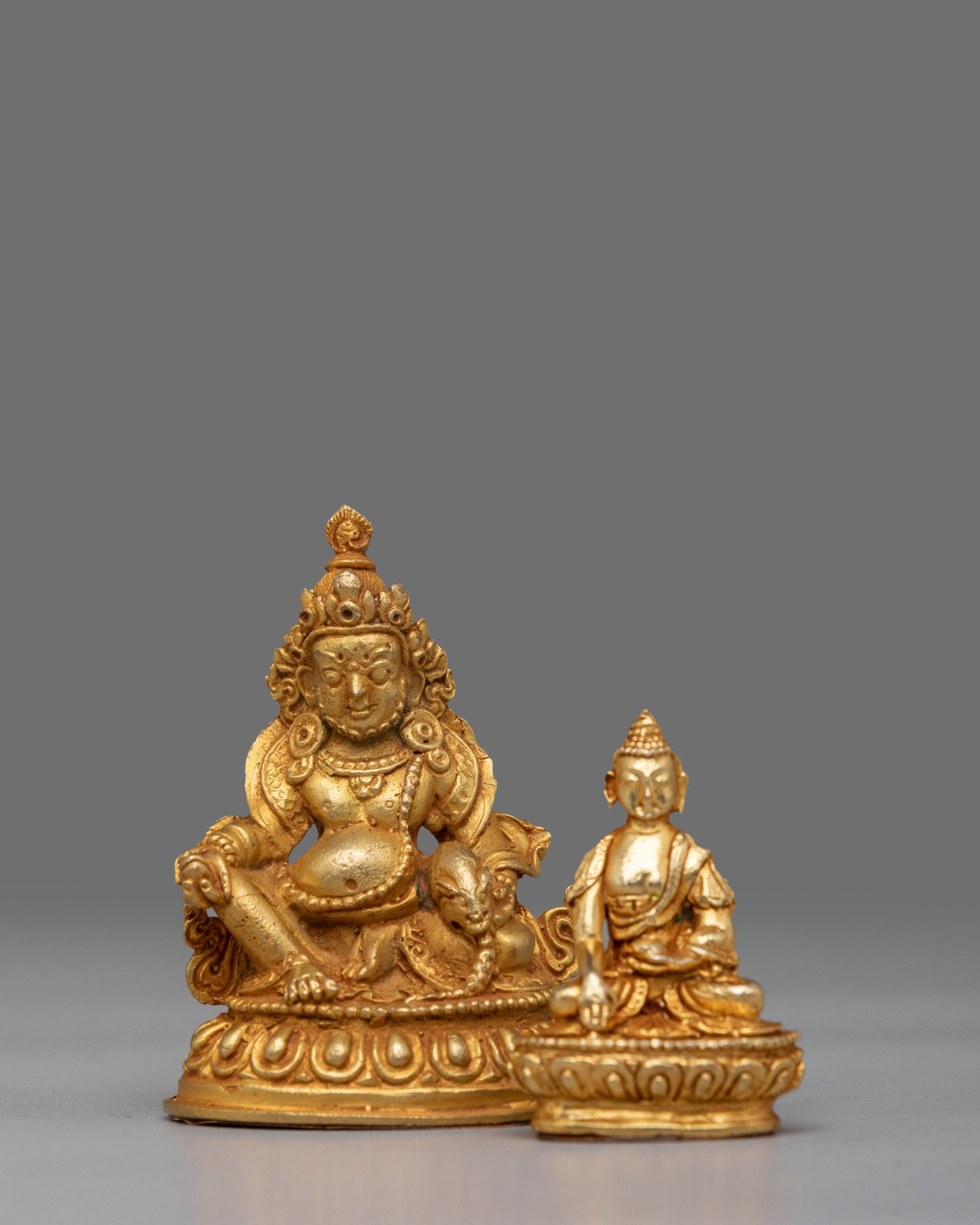Sacred Altar Dzambhala Deity statue | Gold Plated Buddhist Altar Decor