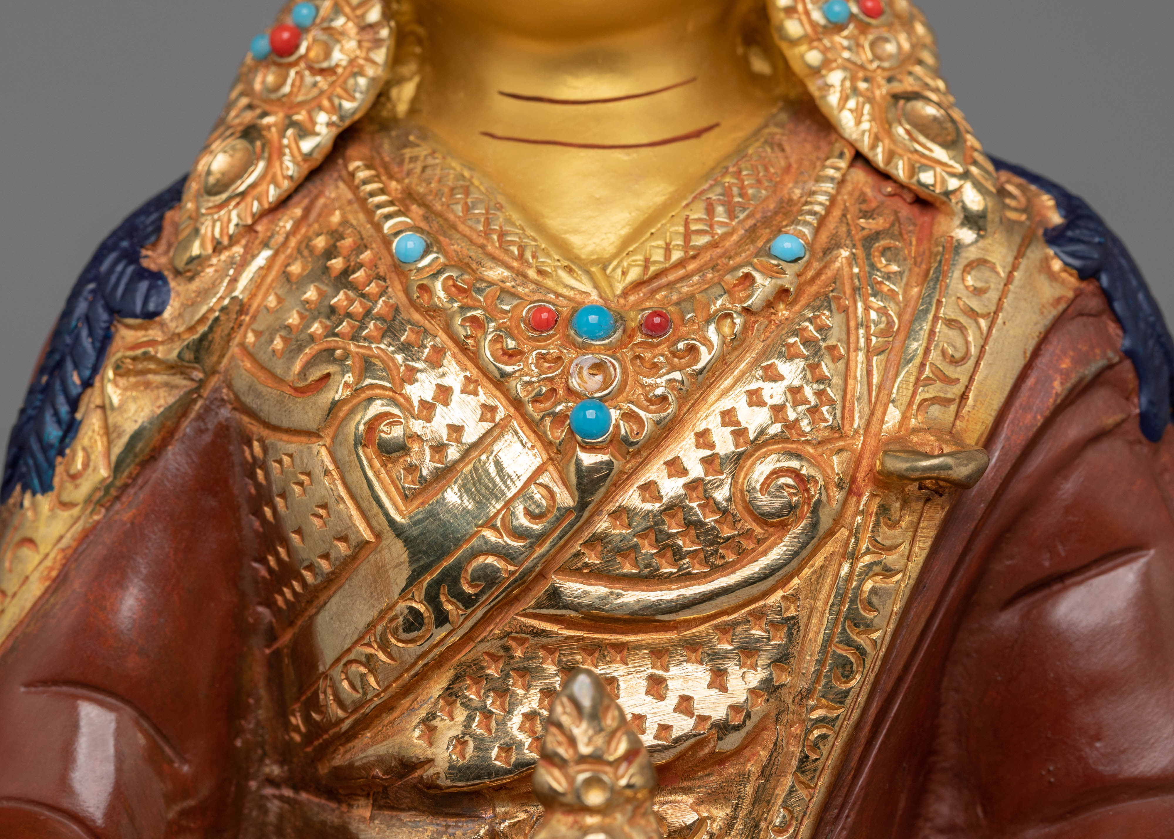 24k Gold Glided Guru Rinpoche Statue | Spiritual Statue for Altar