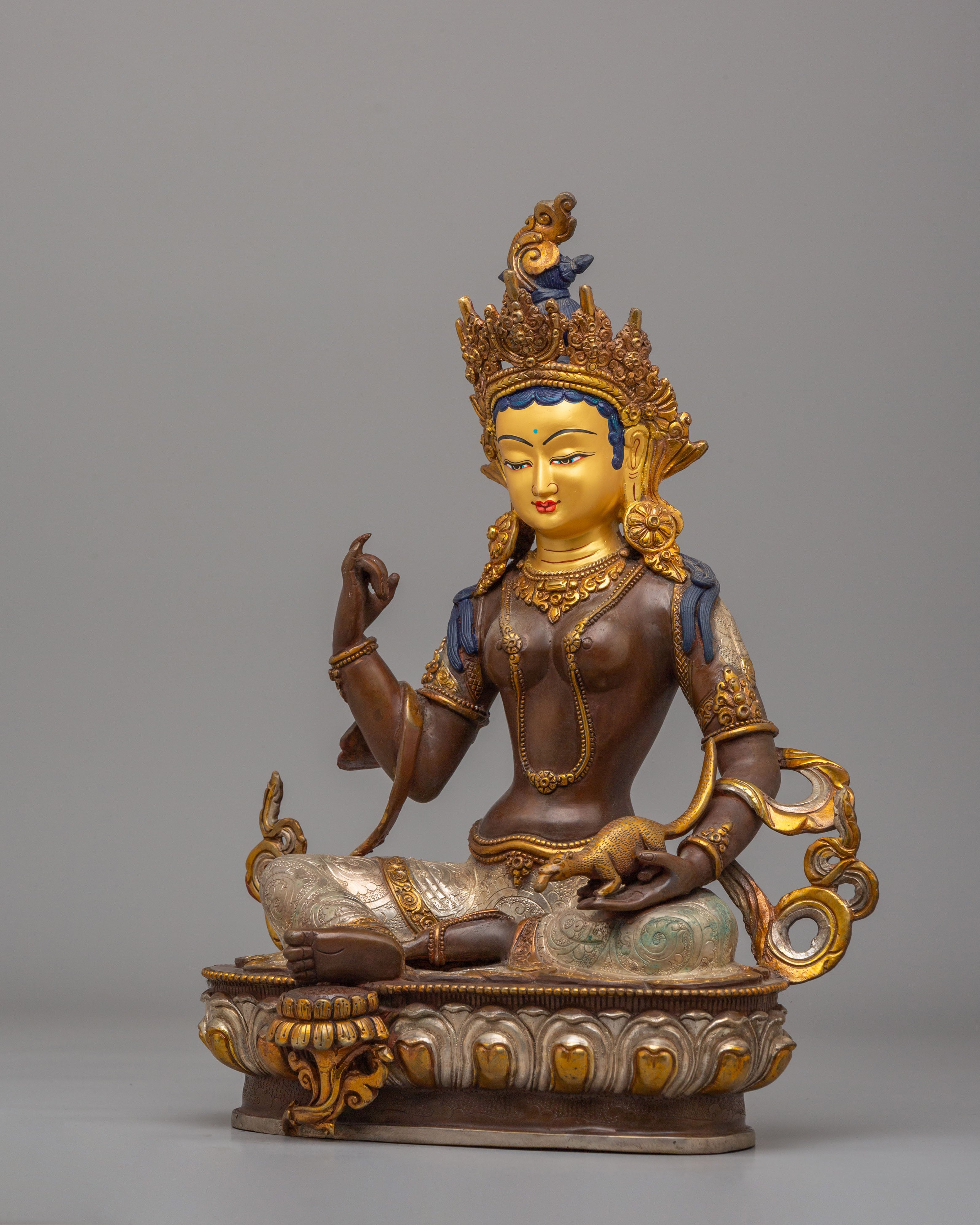 Red Manohara Vasudhara Statue | Traditional Himalayan Artwork