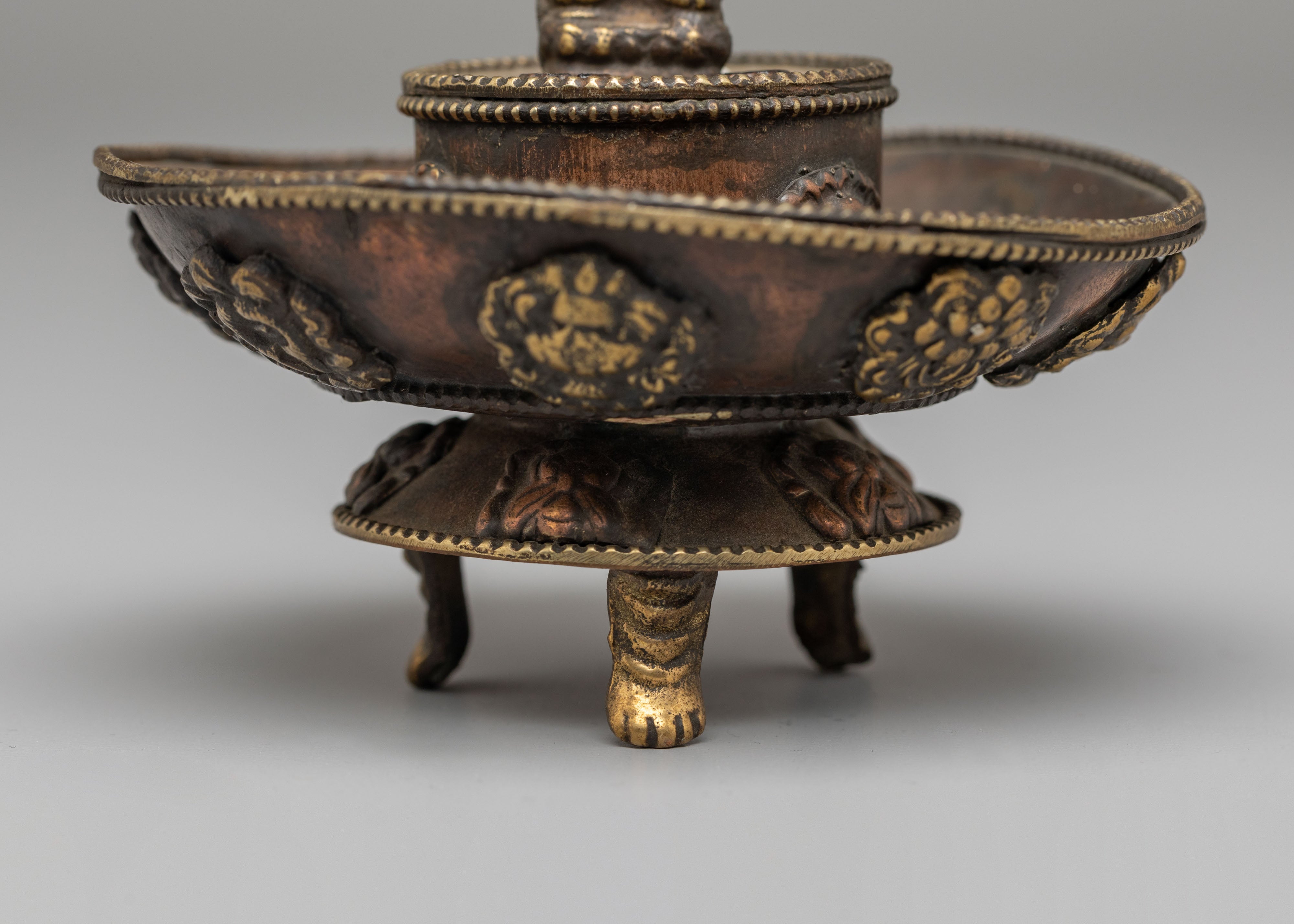 Decorative Himalayan Incense Holder | Copper Vessel with Amitabha Buddha