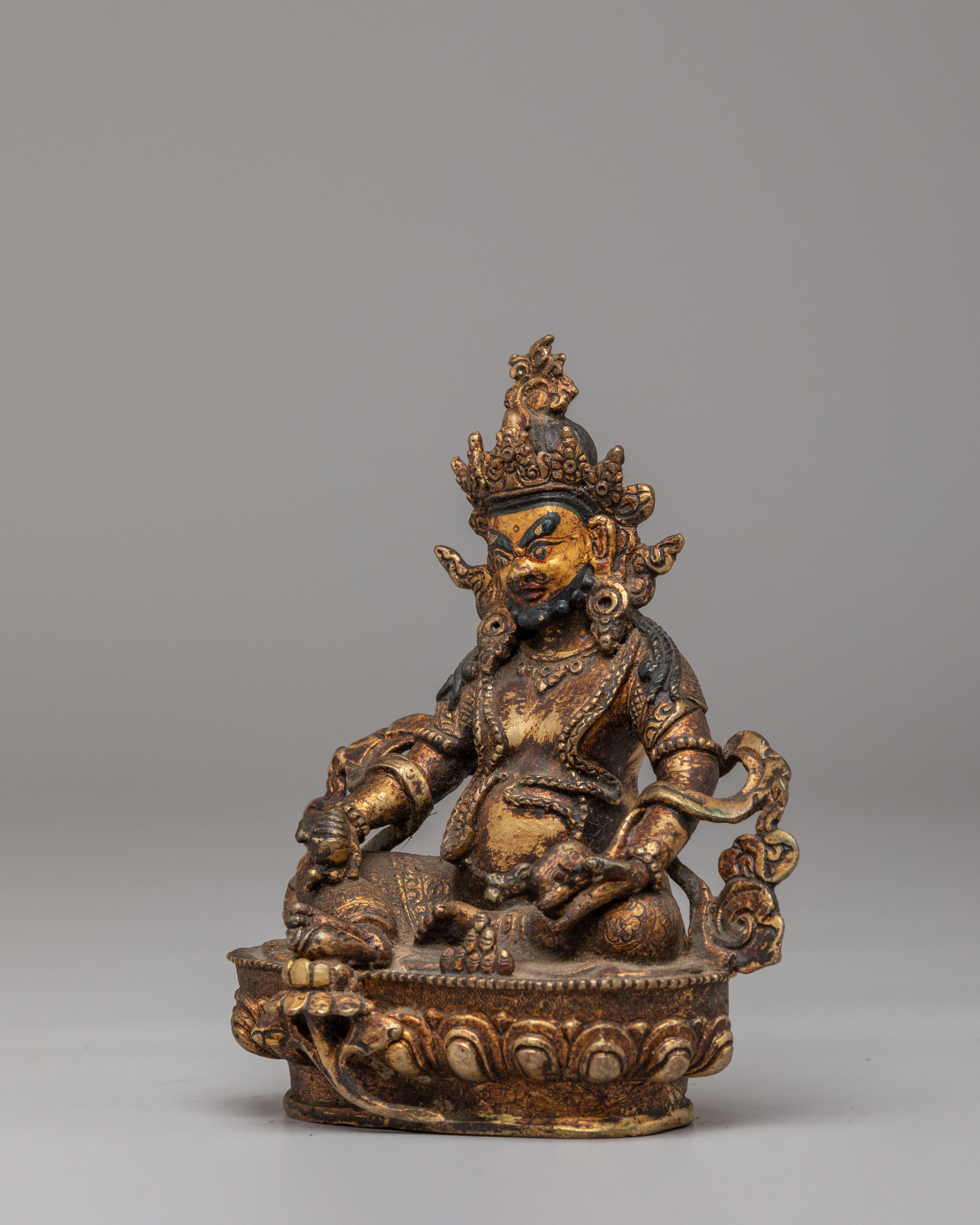 Spiritual Wealth Dzambhala Sculpture | Handcrafted Tibetan Deity Figurine