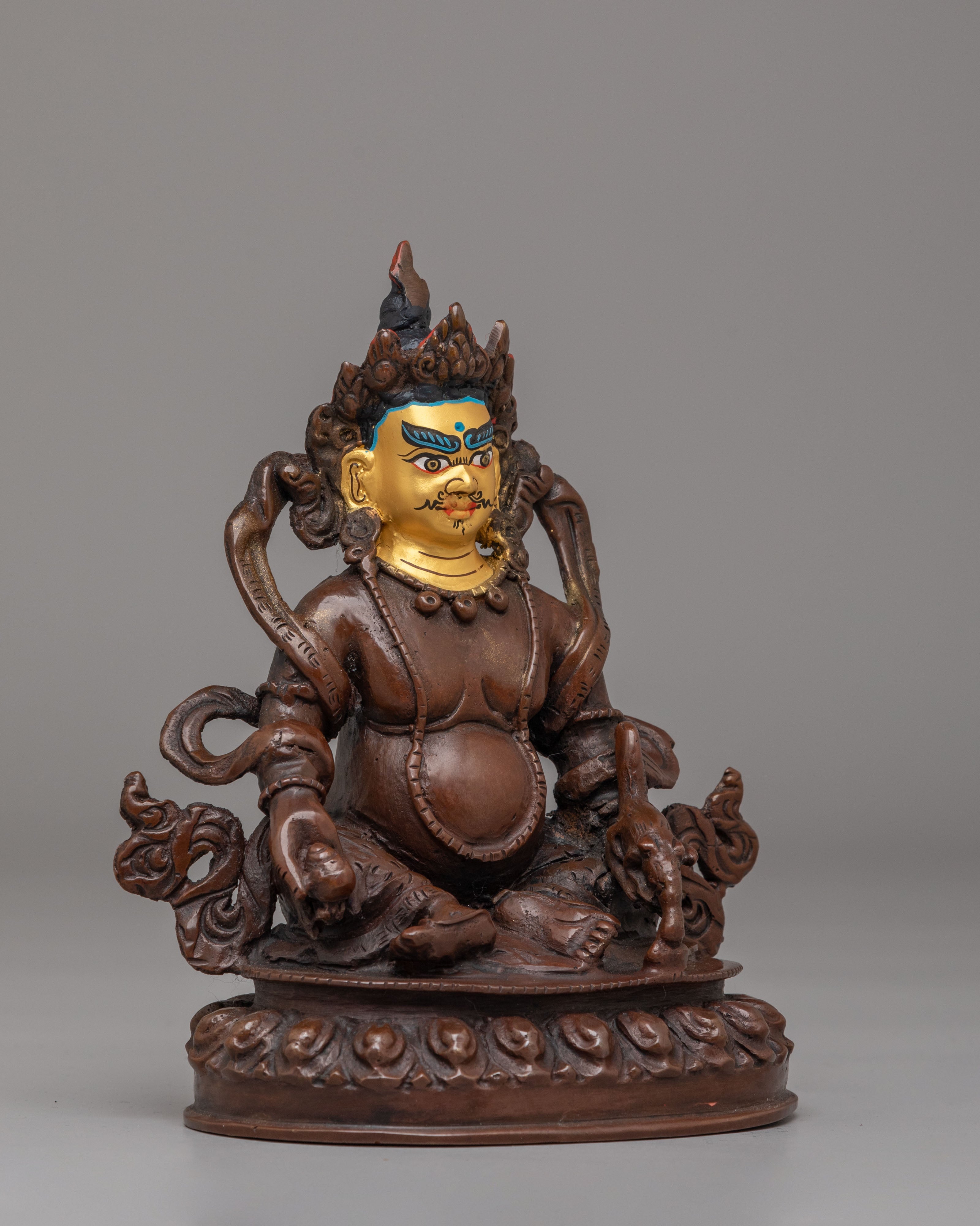Spiritual Dzambhala Shrine Statue | Copper Body with 24K Gold Plating