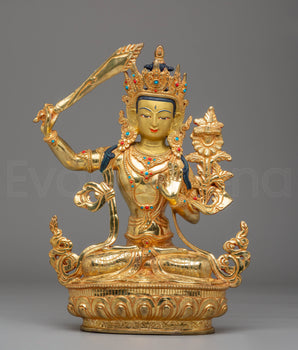 Handcrafted Manjushri Copper Statue
