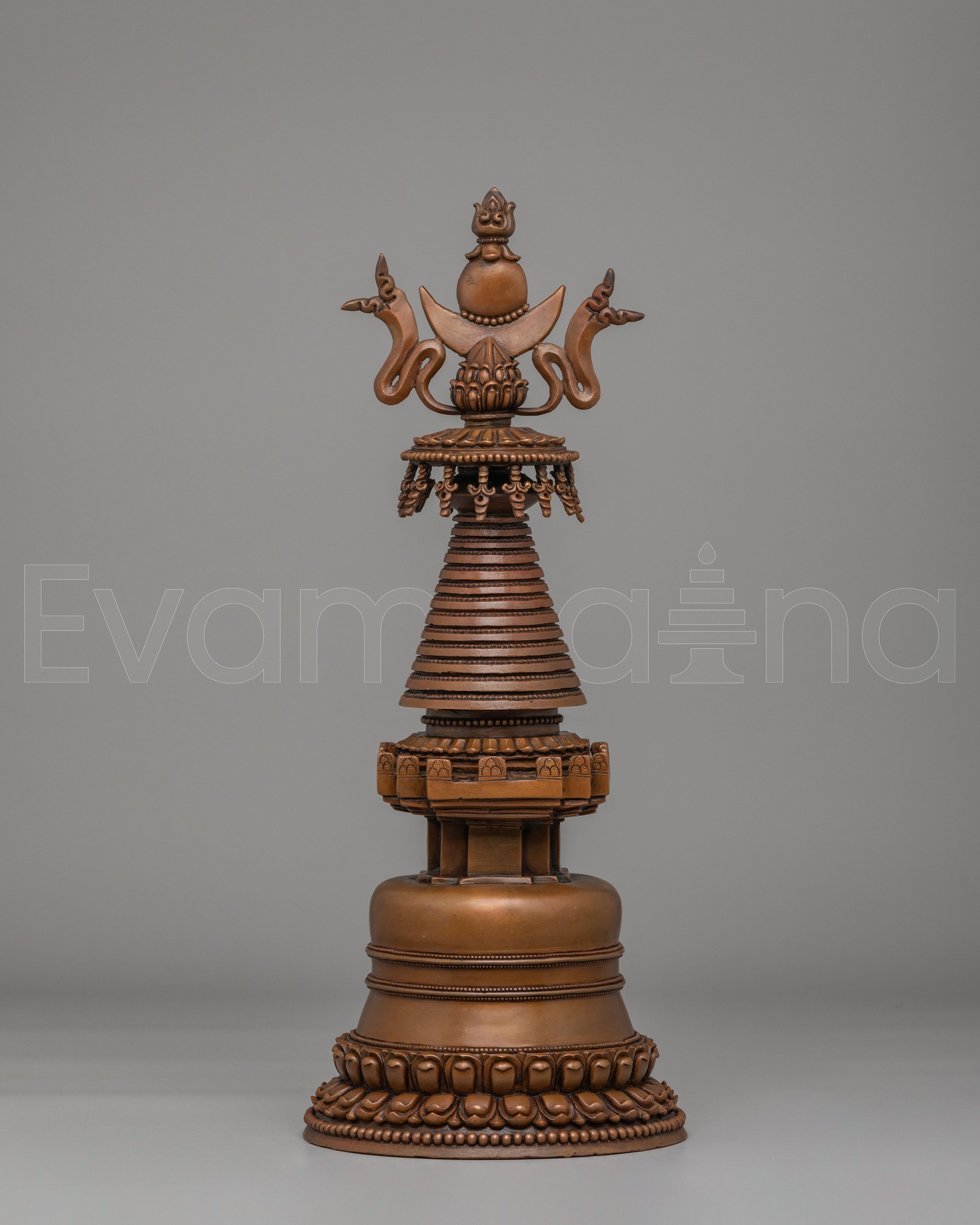 Traditional Altar Kadampa Stupa | Handcrafted Copper Sacred Statue