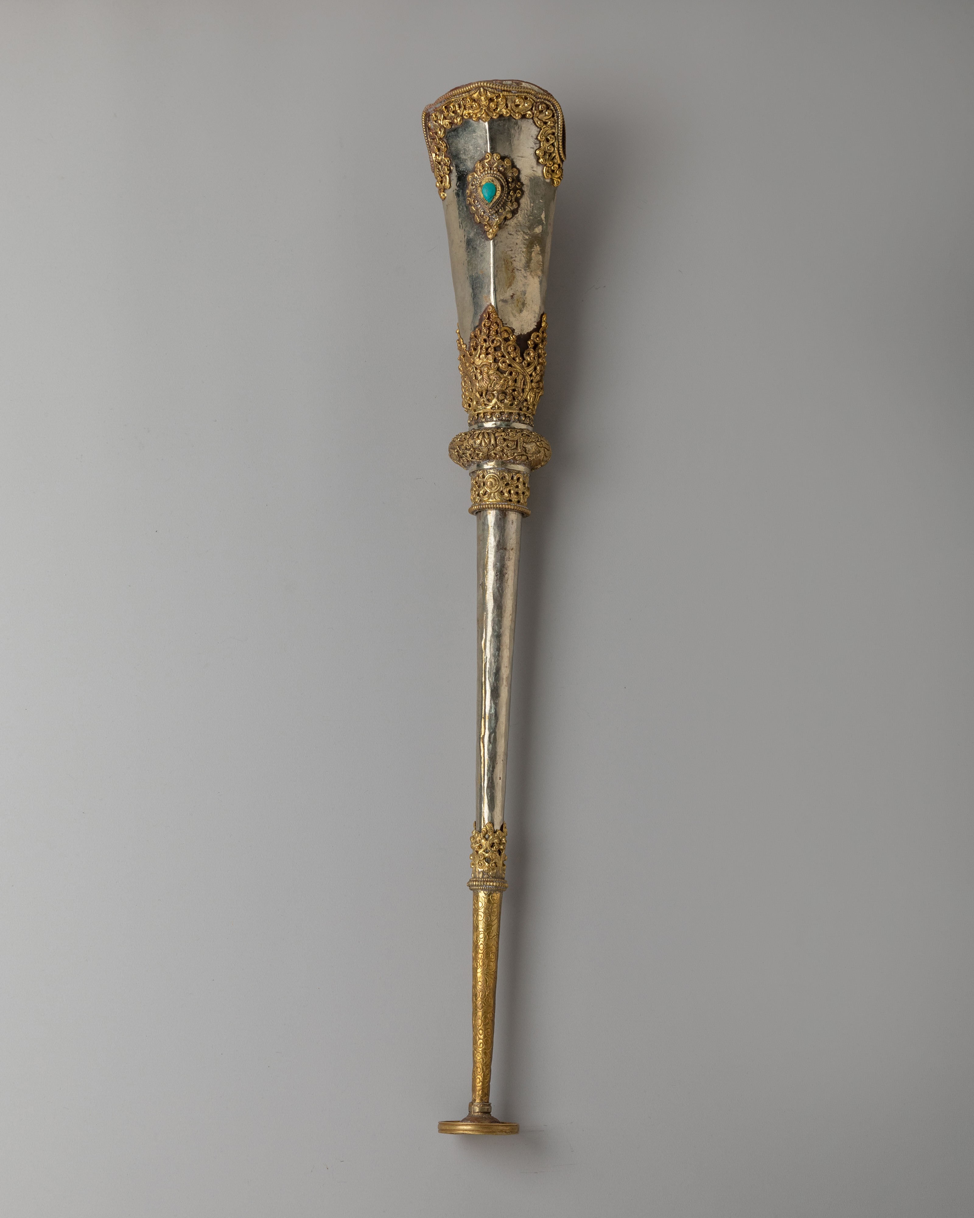 Tibetan Kangling Ritual Instrument | White Metal Meditation Instrument