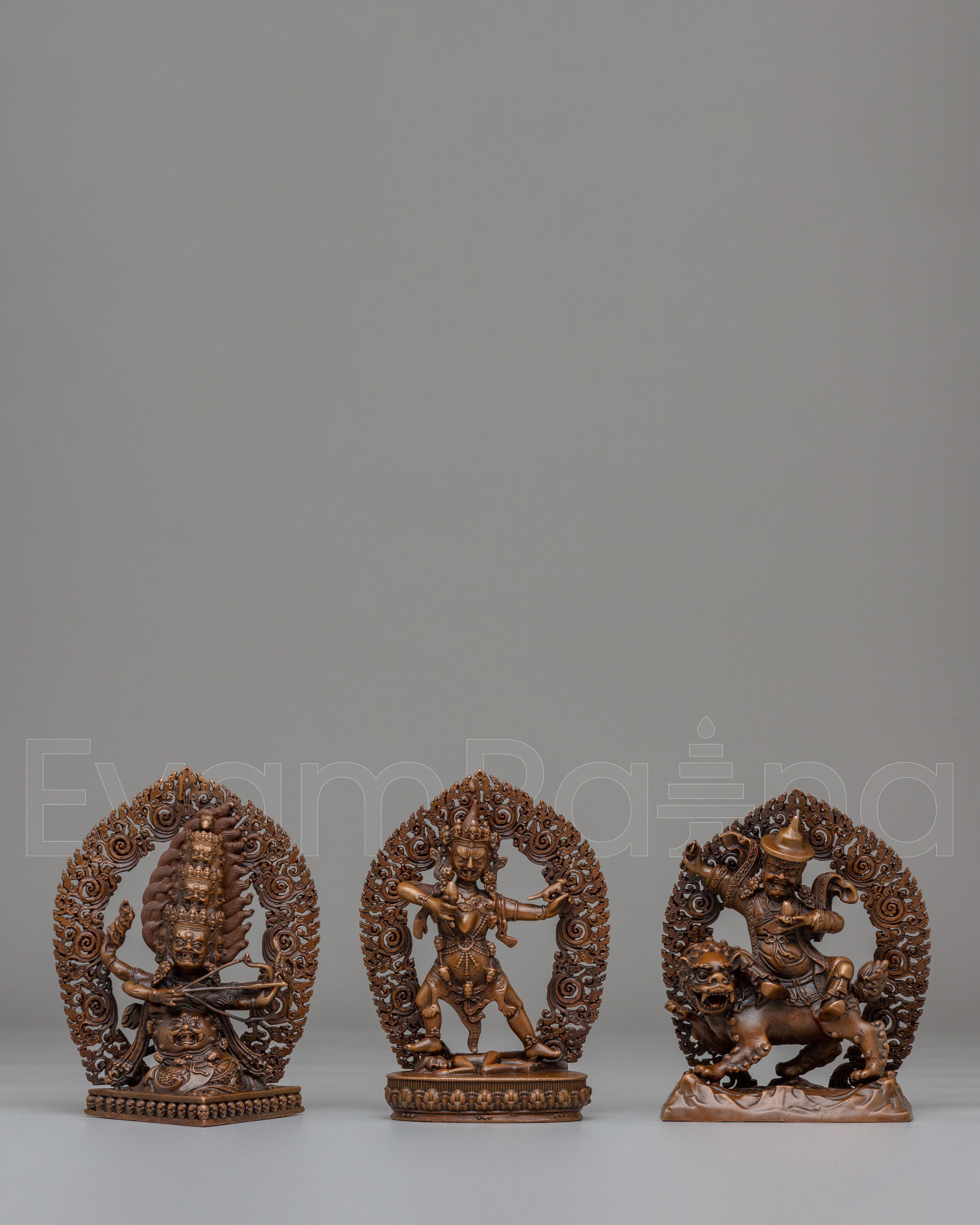 Handmade Three Nyingma Protectors | Rahula Dorje Legpa Ekajati Statue ...