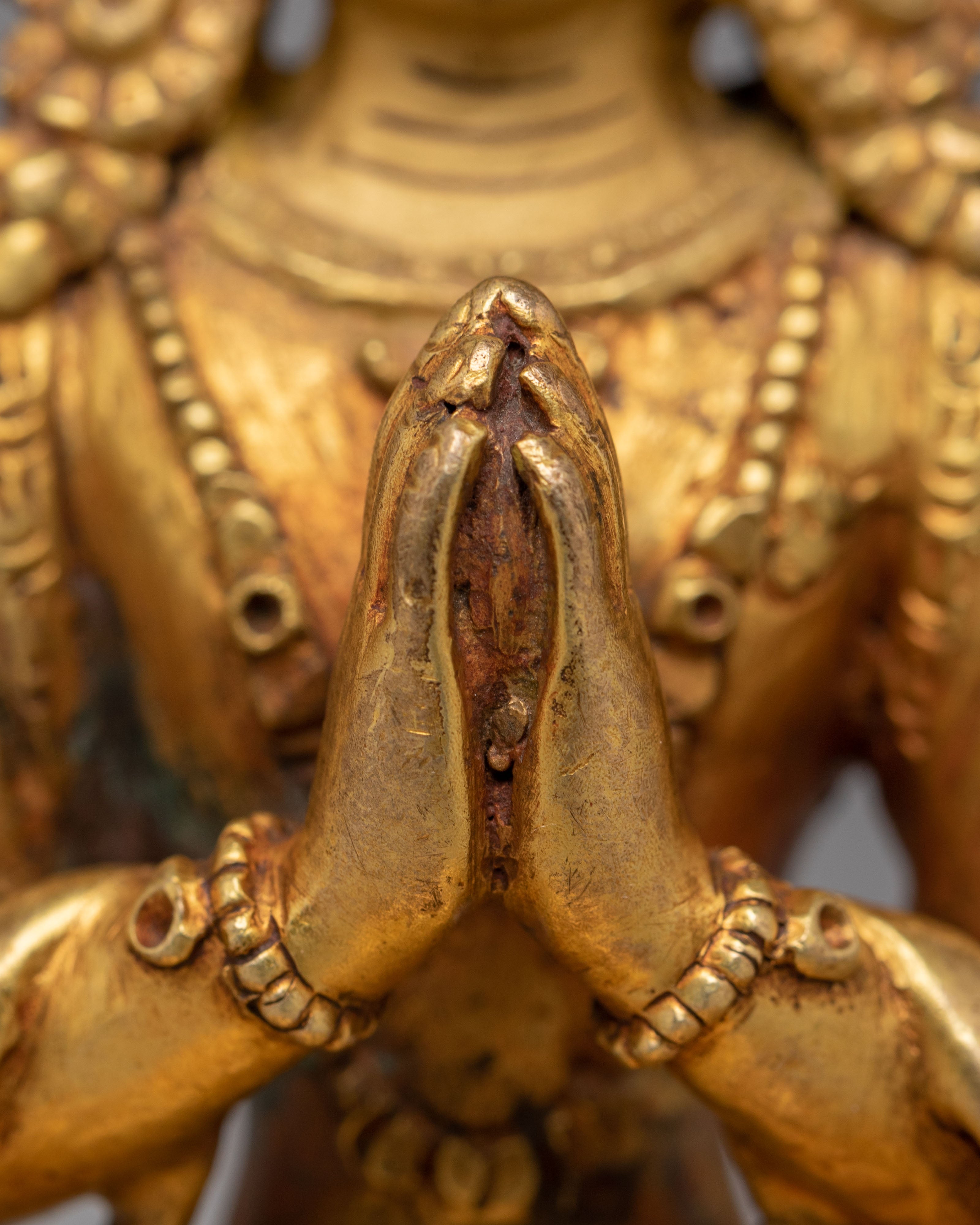 Handmade Compassion Chenrezig Statue | Traditional Tibetan Spiritual Art