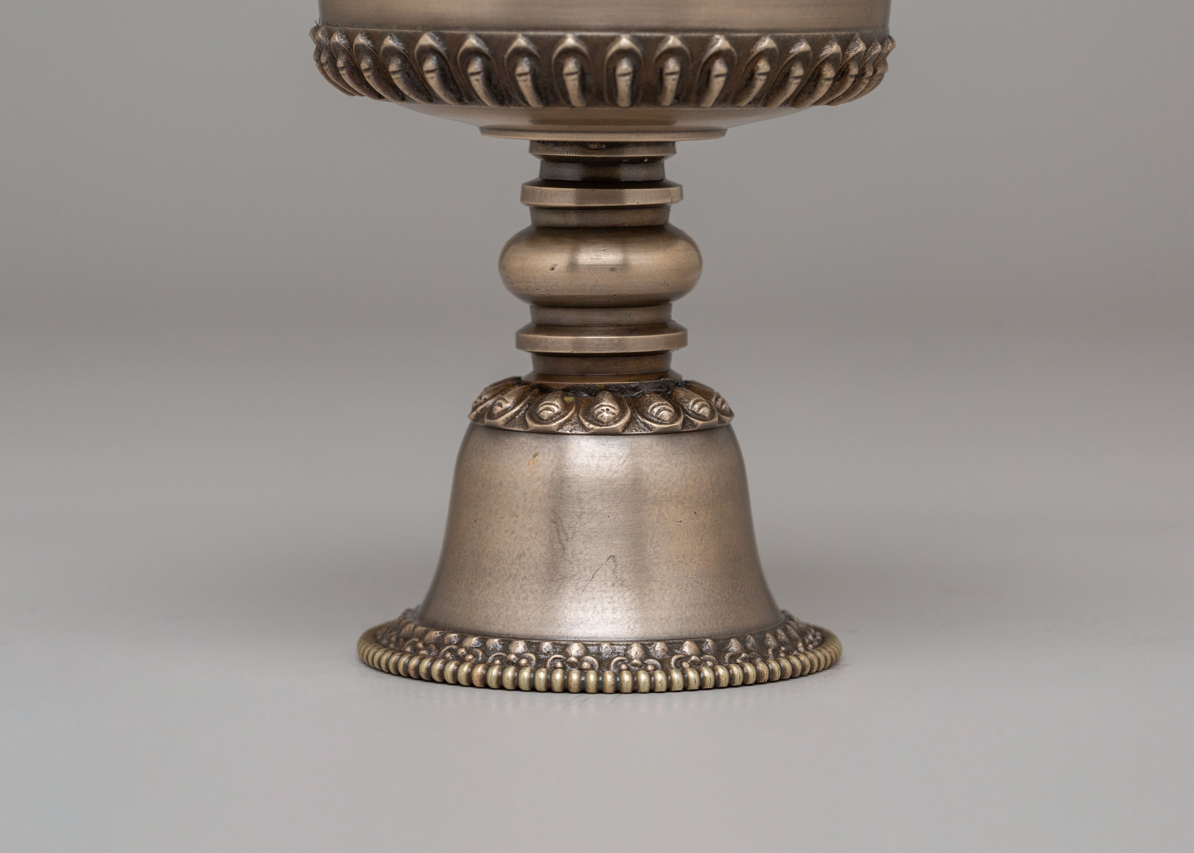 Traditional Ritual Butter Lamp Set | Copper Altar Lamps