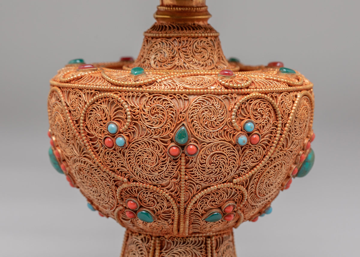 Himalayan Buddhist Bhumba Set | Traditional Tibetan Ceremonial Vessels