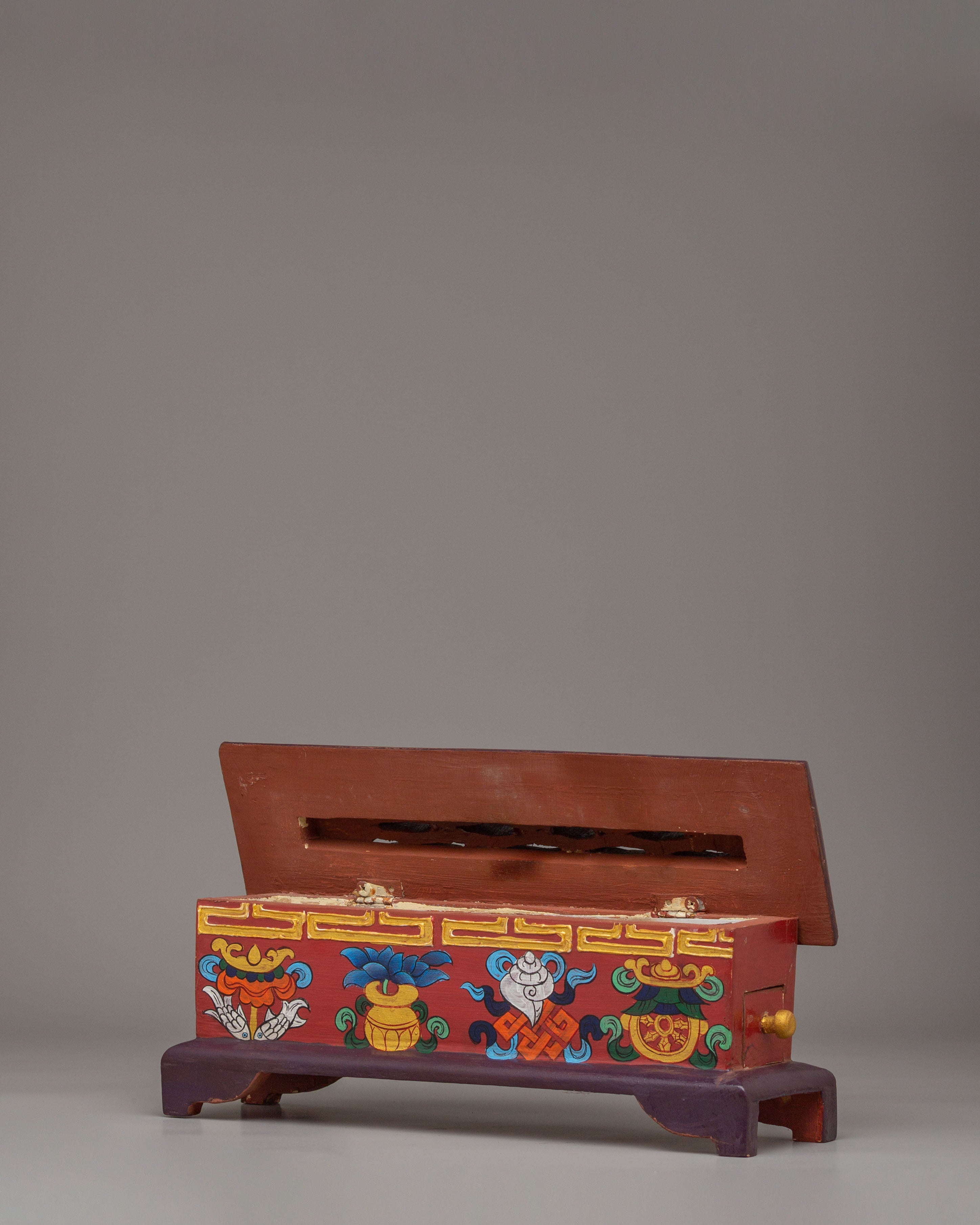 Ashtamangala Wooden Incense Burner | Handcrafted Wood Incense Burner