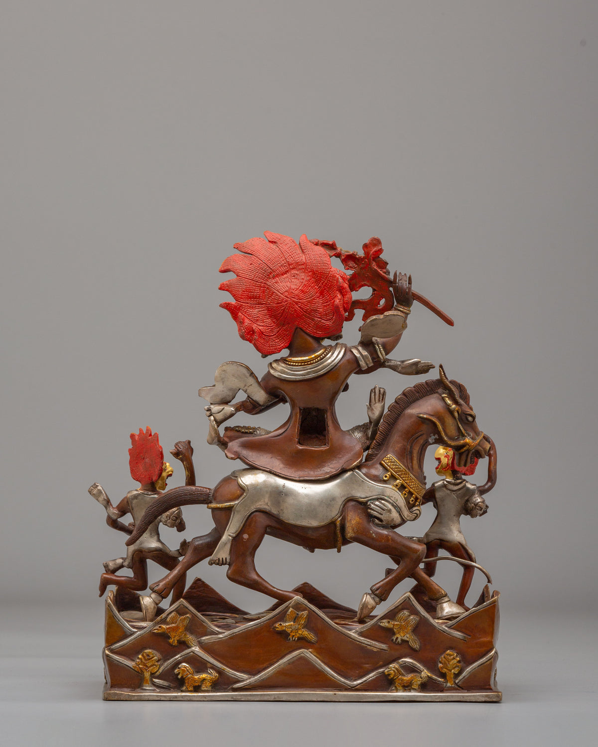 Palden Lhamo Wrathful Deity Statue | 24K Gold Plated Tibetan Protector Sculpture
