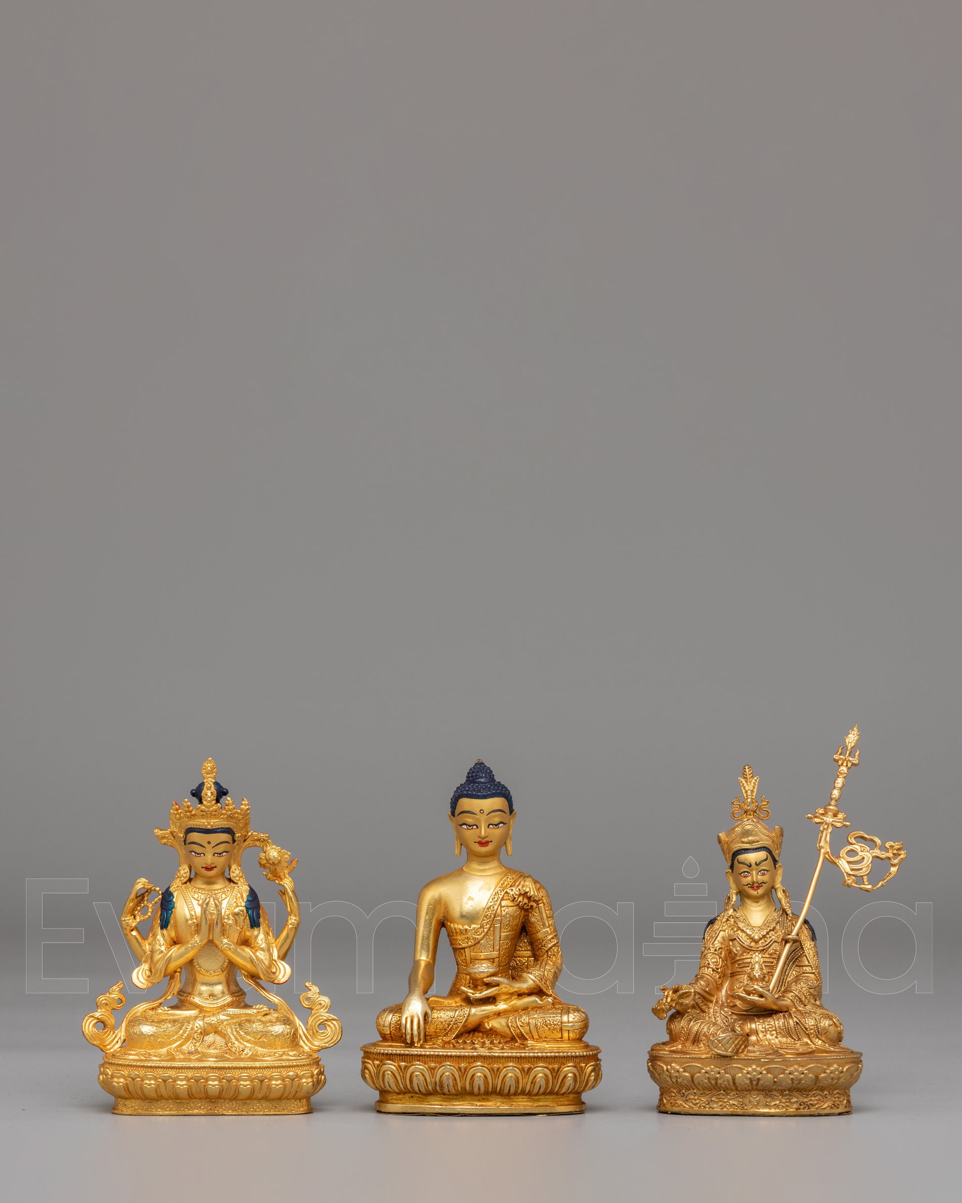 Handcrafted Buddha Dharma Sangha Statue Set
