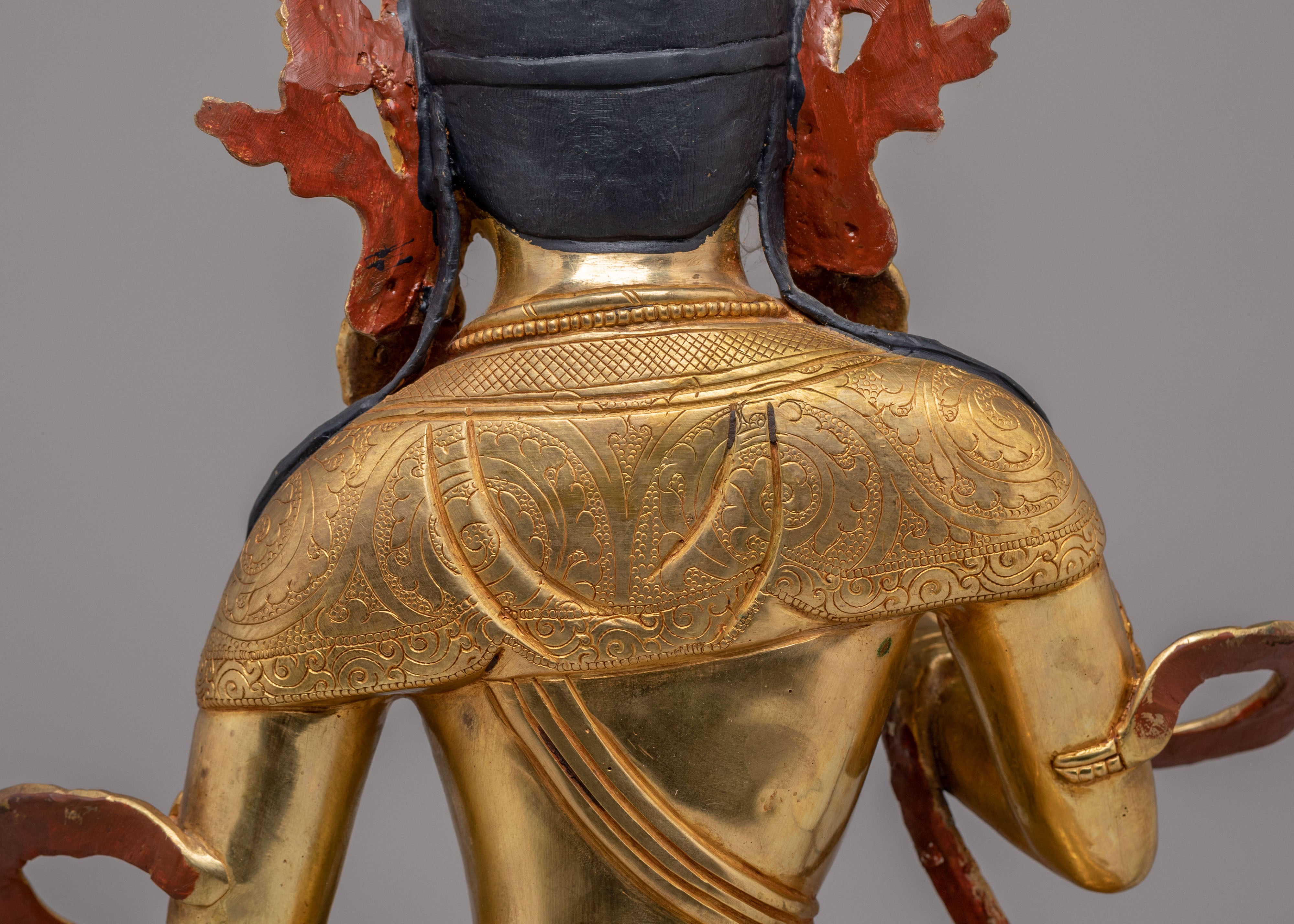 Tibetan Altar Vajrasattva Statue | 24K Gold Plated Buddhist Altar Decor