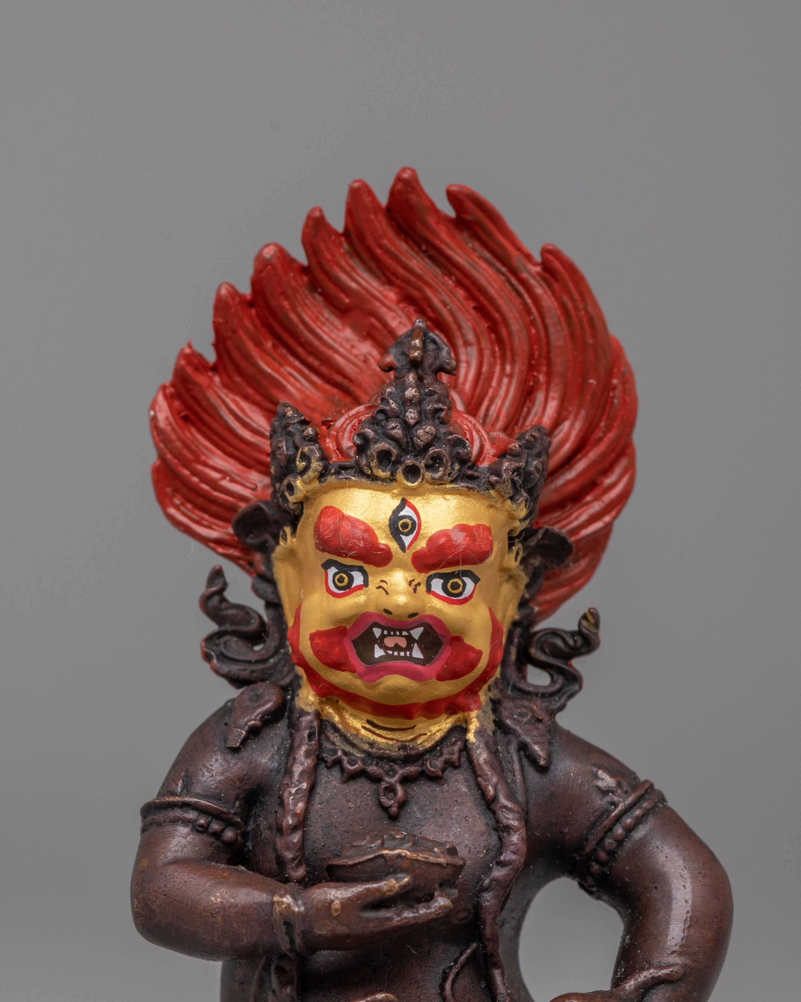Tibetan Black Dzambhala Sculpture | Symbol of Abundance, Protection, and Enlightened