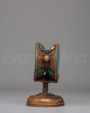 Buddhist Damaru with Stand | Handcrafted Ritual Drum for Meditation