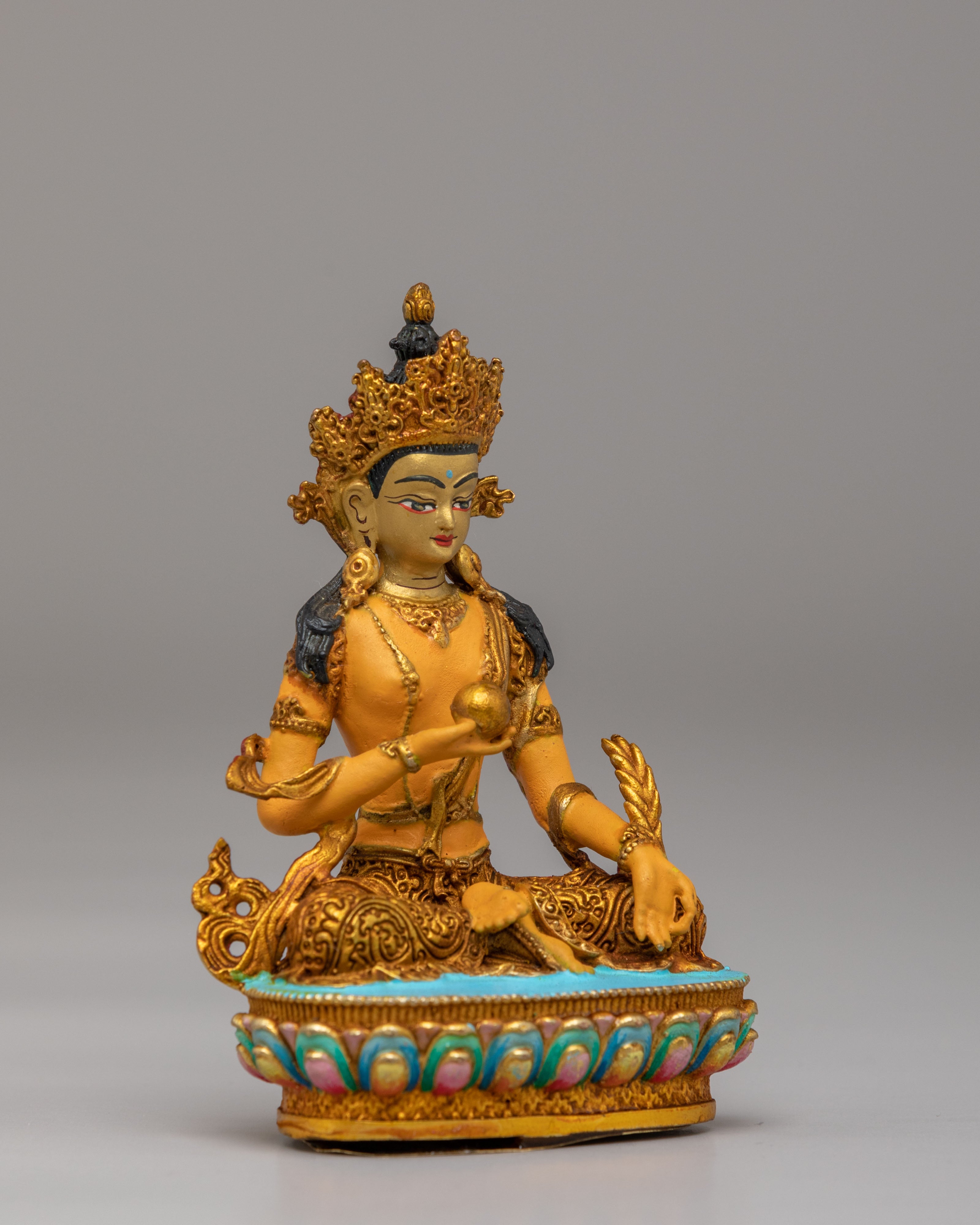Spiritual Kshitigarbha Shrine Statue | 24K Gold Plated Bodhisattva Decor