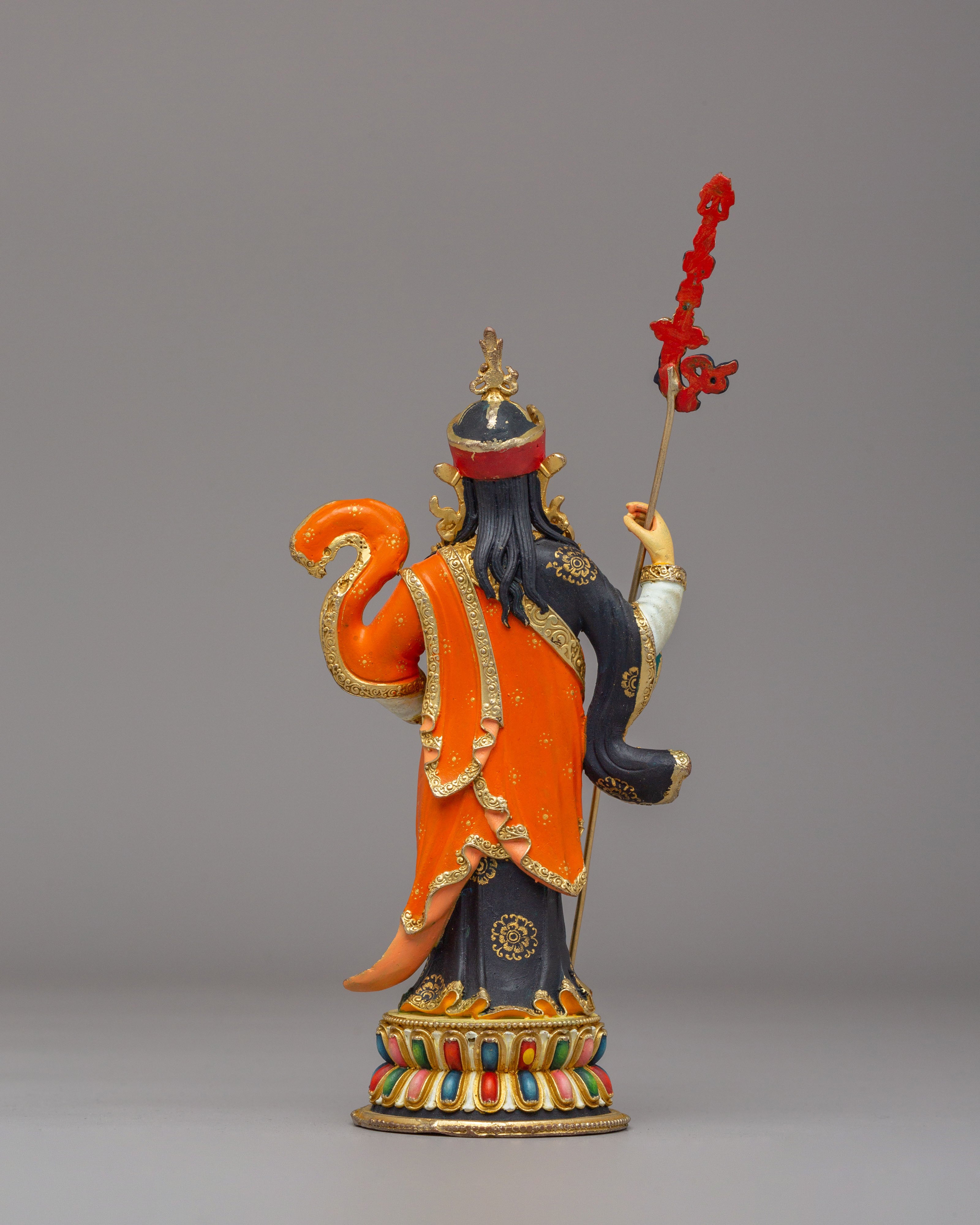 Tibetan Standing Guru Rinpoche Statue | Handcrafted Copper Figure for Altar