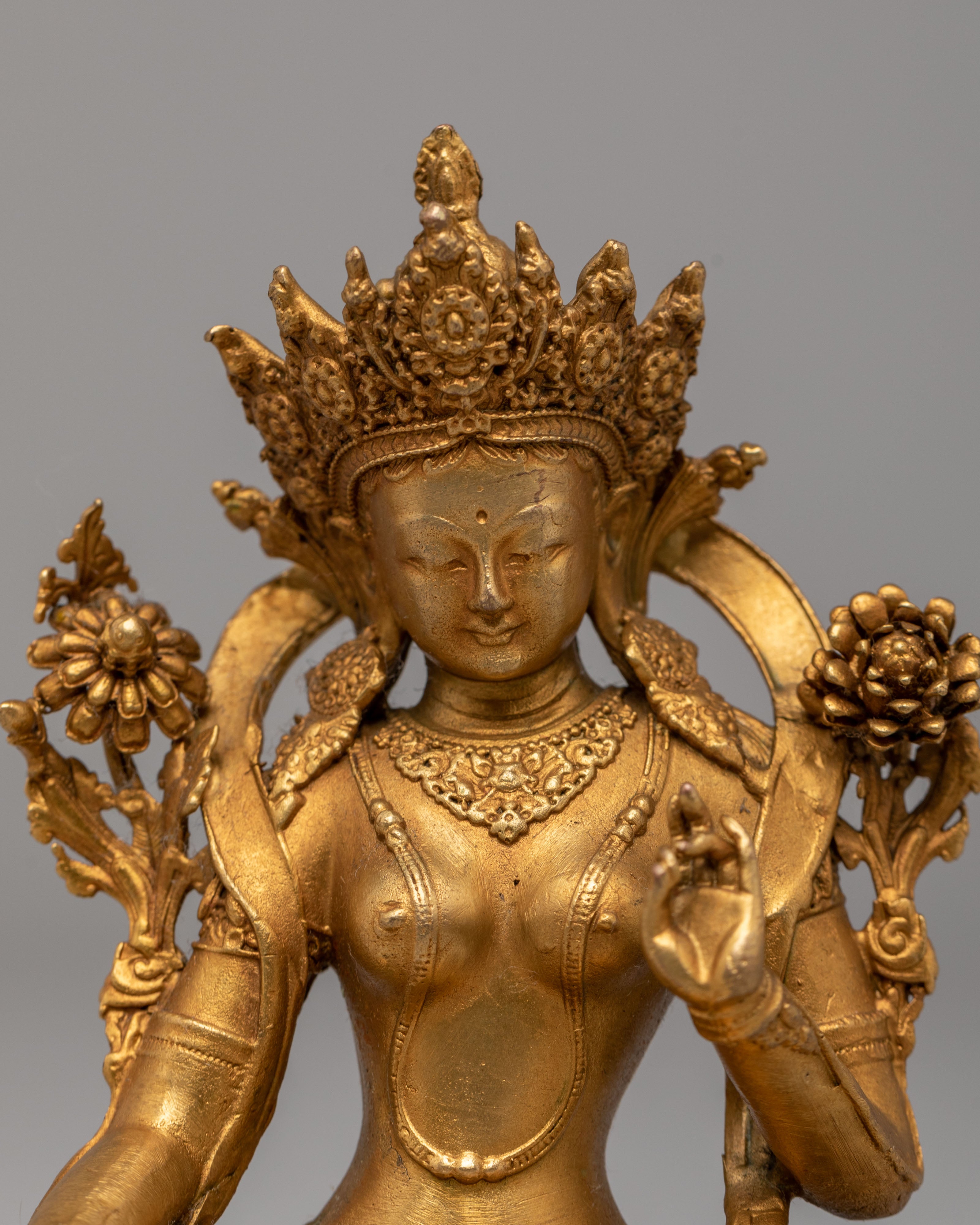 Handmade Green Tara Deity Statue | Goddess of Compassion and Protection
